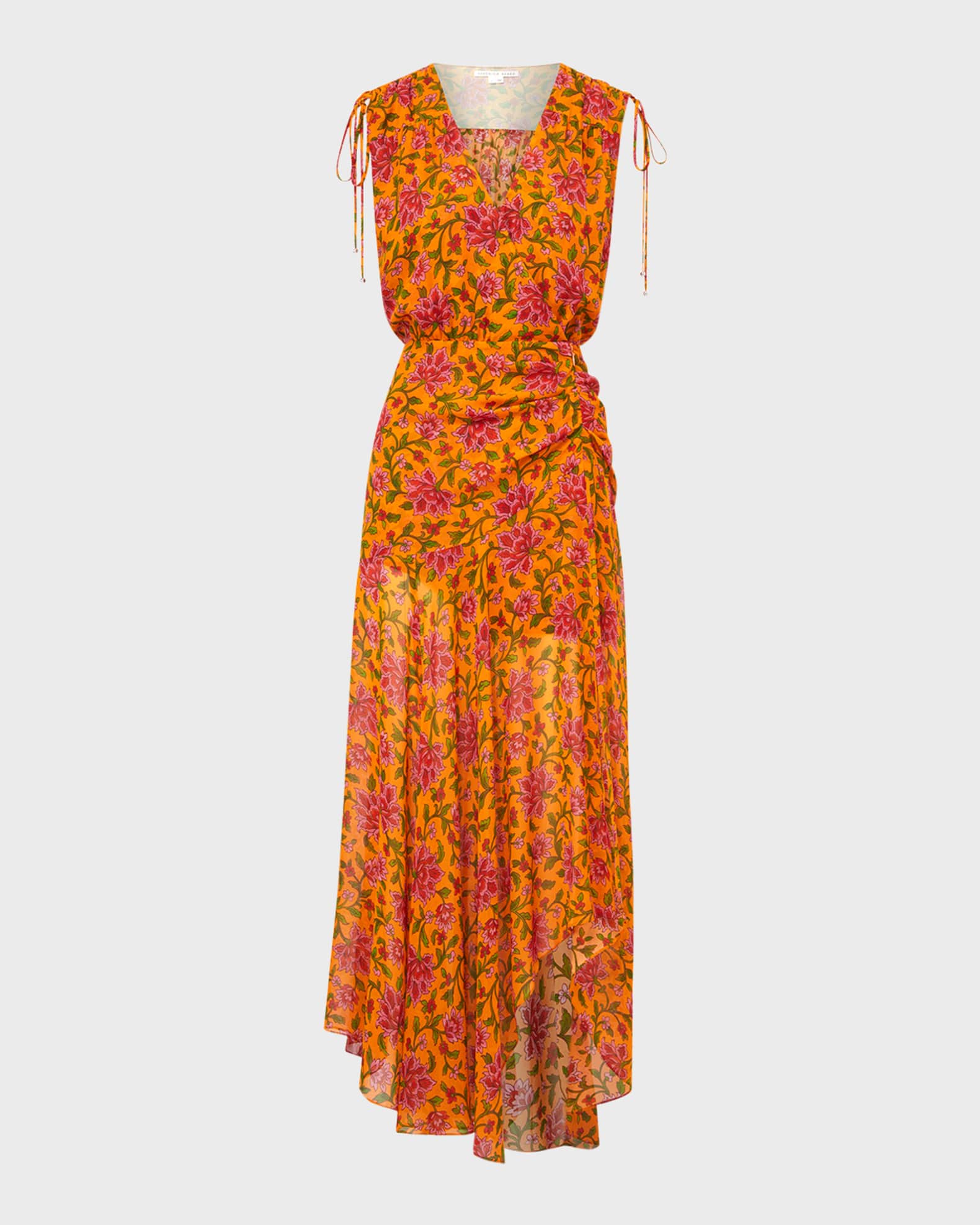 Veronica Beard Dovima Floral V-Neck Gathered Maxi Dress | Neiman Marcus