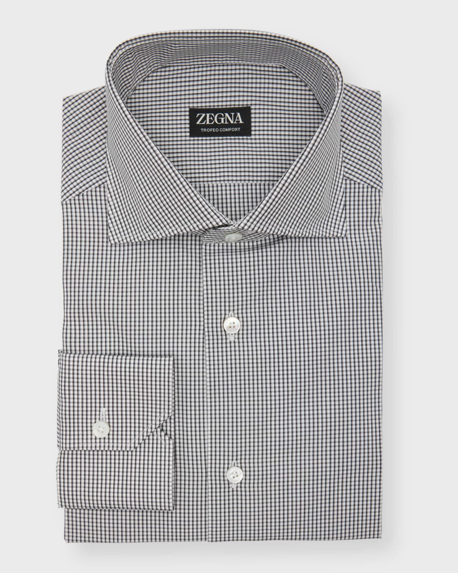 ZEGNA Men s Check Print Cotton Dress Shirt Neiman Marcus