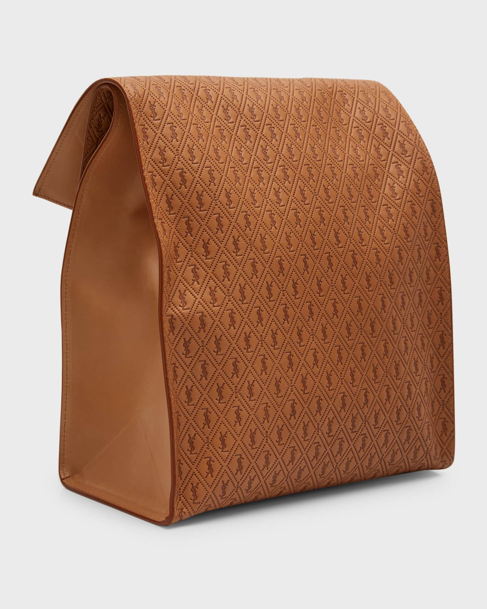 Saint Laurent Men s Le Monogramme Deli Paper Bag Leather Handbag Neiman Marcus