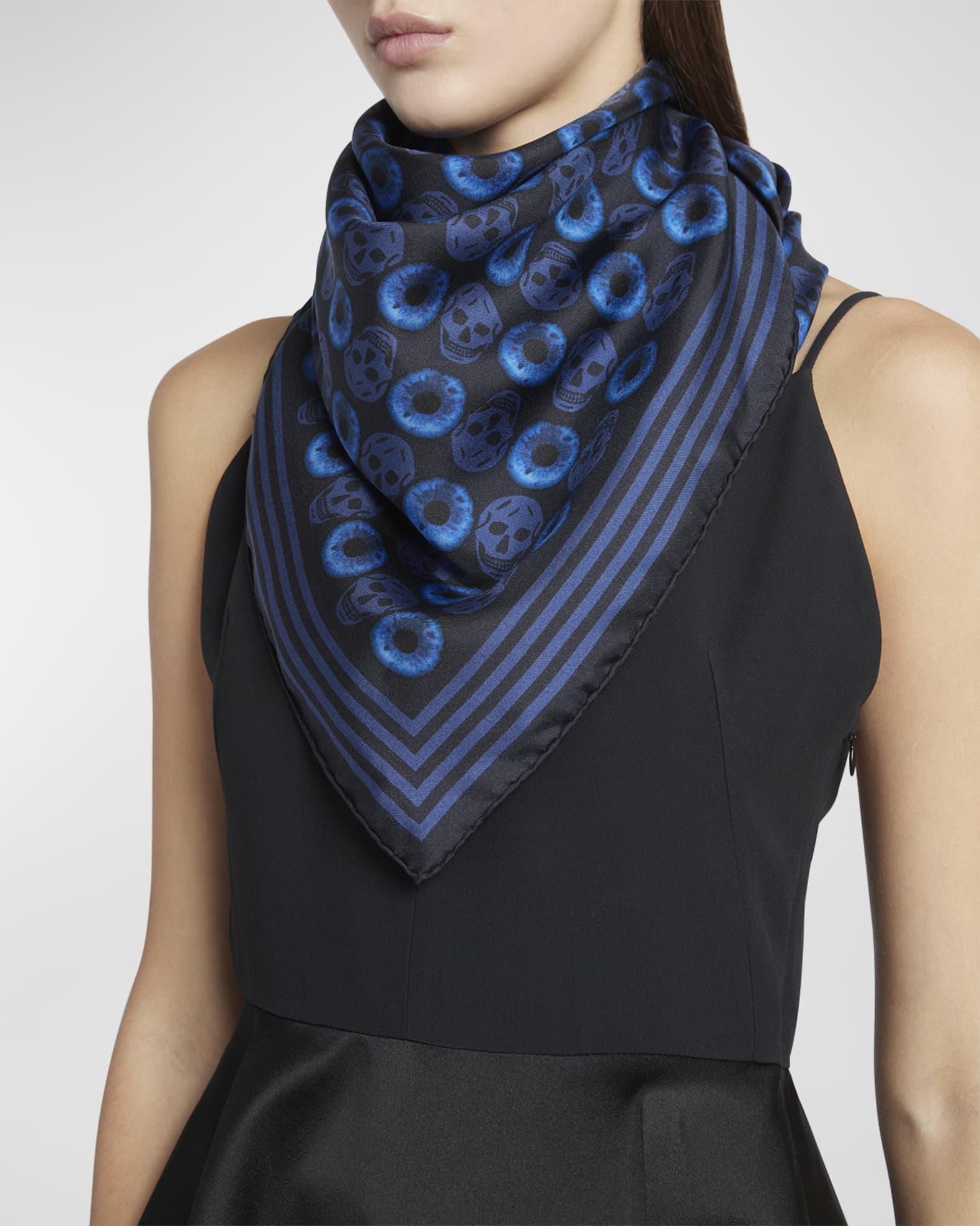 Polka Iris Biker Silk Square Scarf