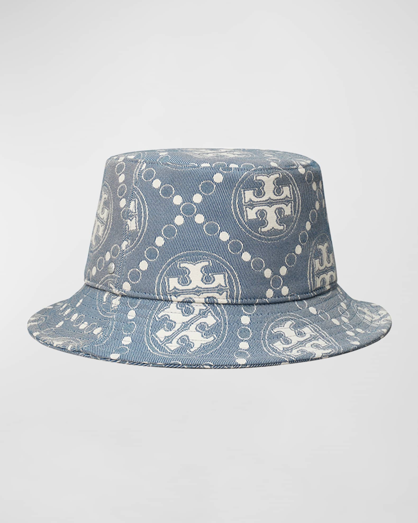 Tory Burch T-Monogram Denim Bucket Hat | Neiman Marcus