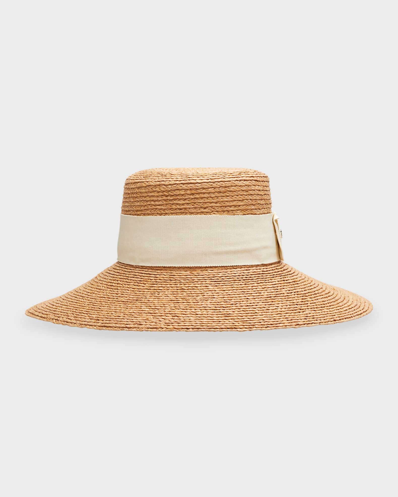 Helen Kaminski Easton Raffia Structured Hat Nougat Creme