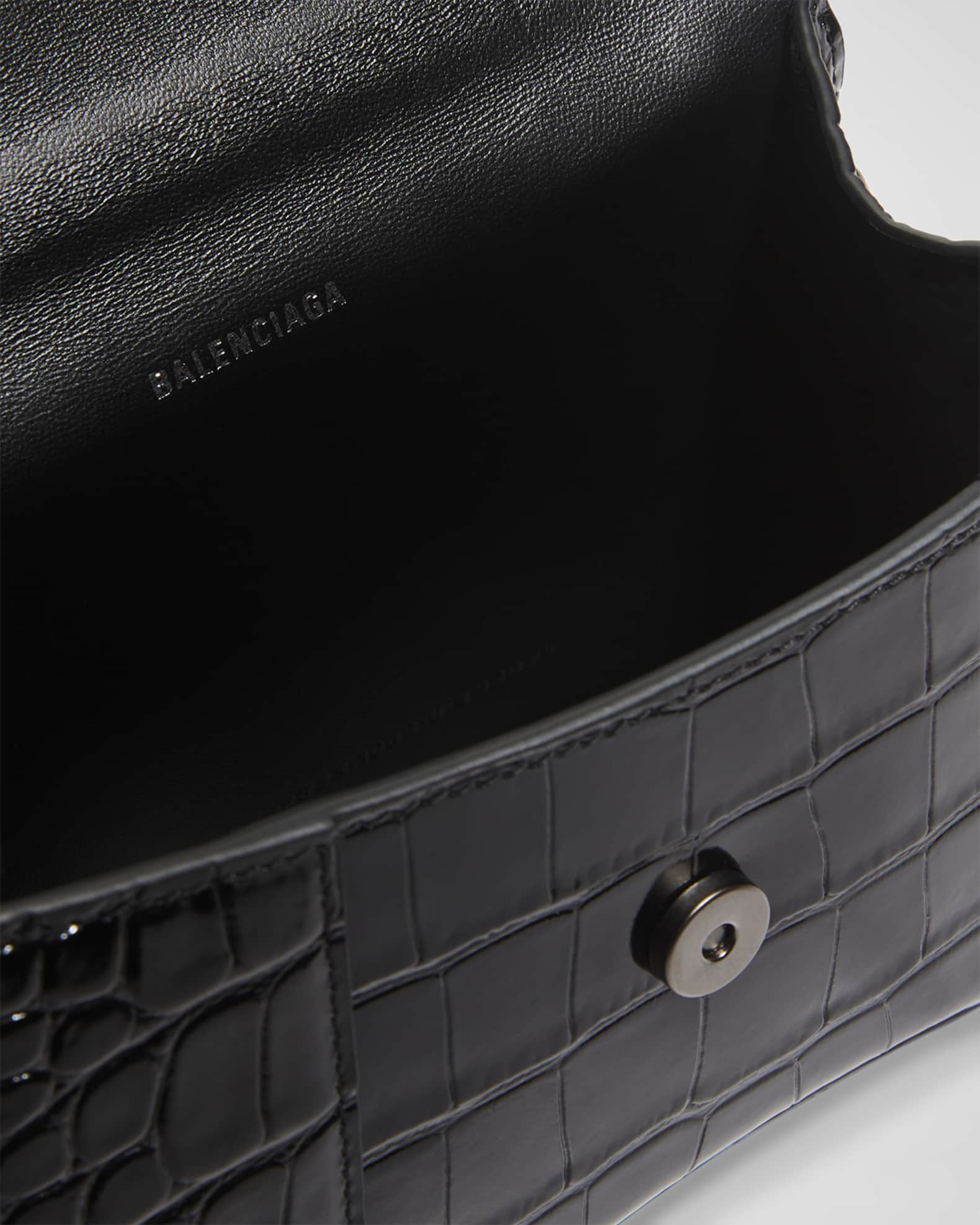 Balenciaga Hourglass XS Croc-Embossed Bag | Neiman Marcus