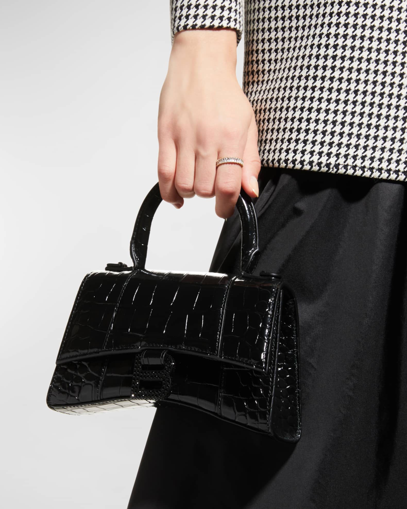 Balenciaga hourglass black croc on sale