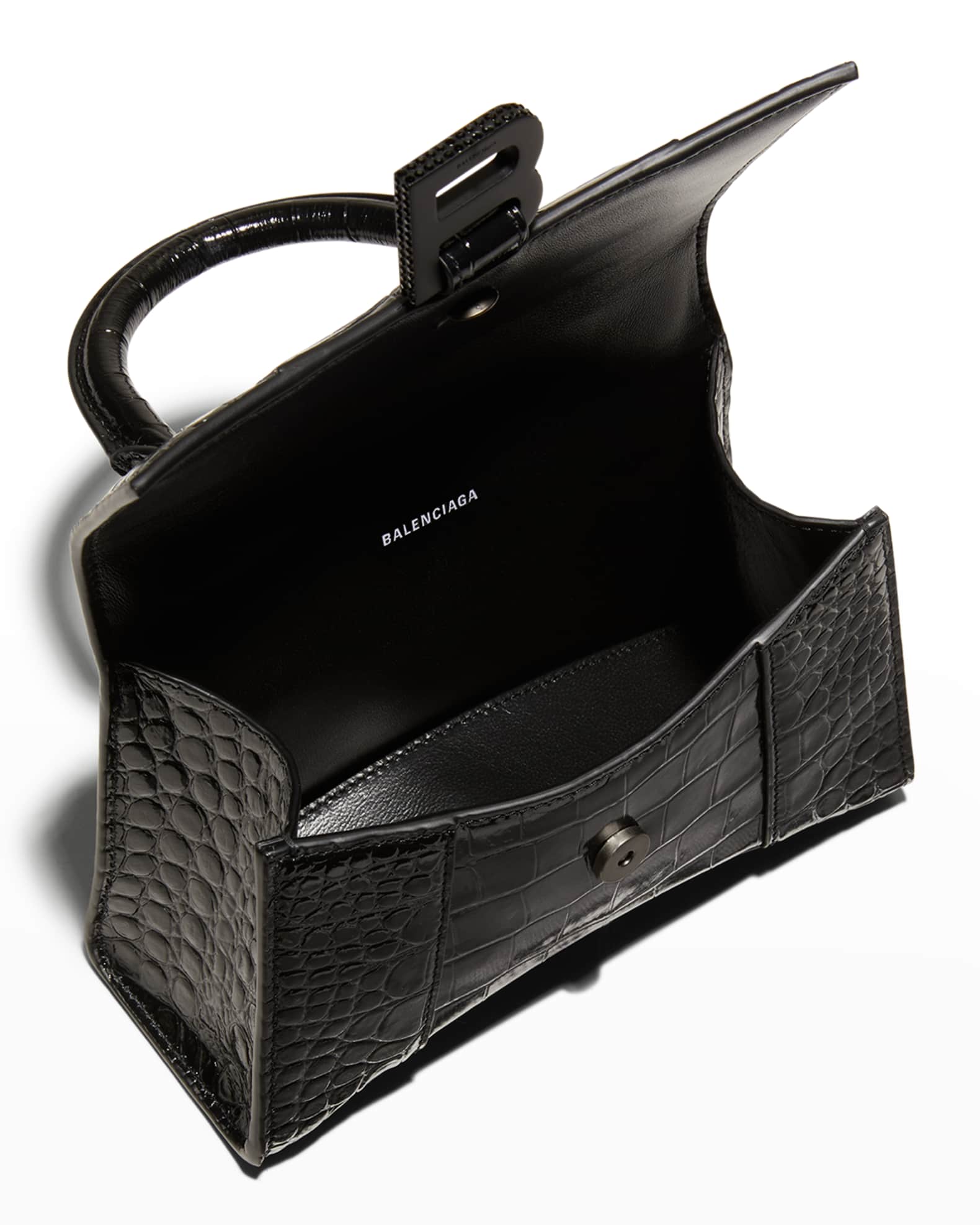Hourglass XS Croc Embossed Bag
