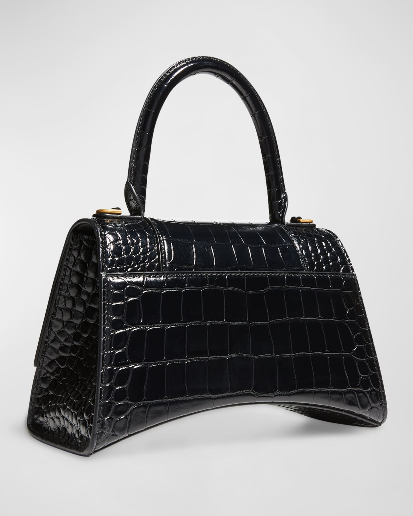 Hourglass Small Croc Embossed Bag