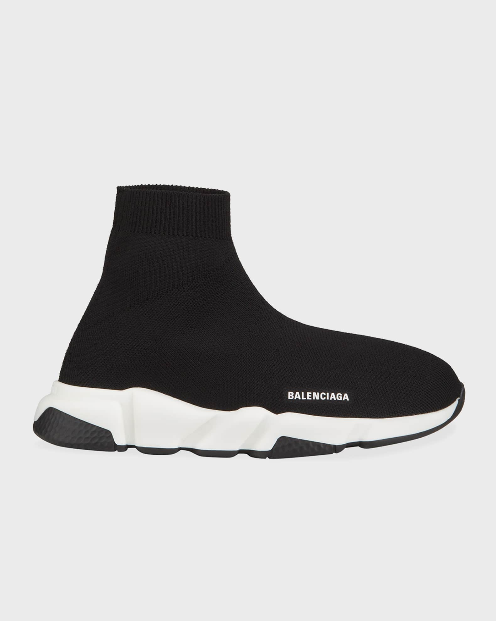 Balenciaga Kid's Two-Tone Knit Sock Trainer Sneakers | Neiman Marcus