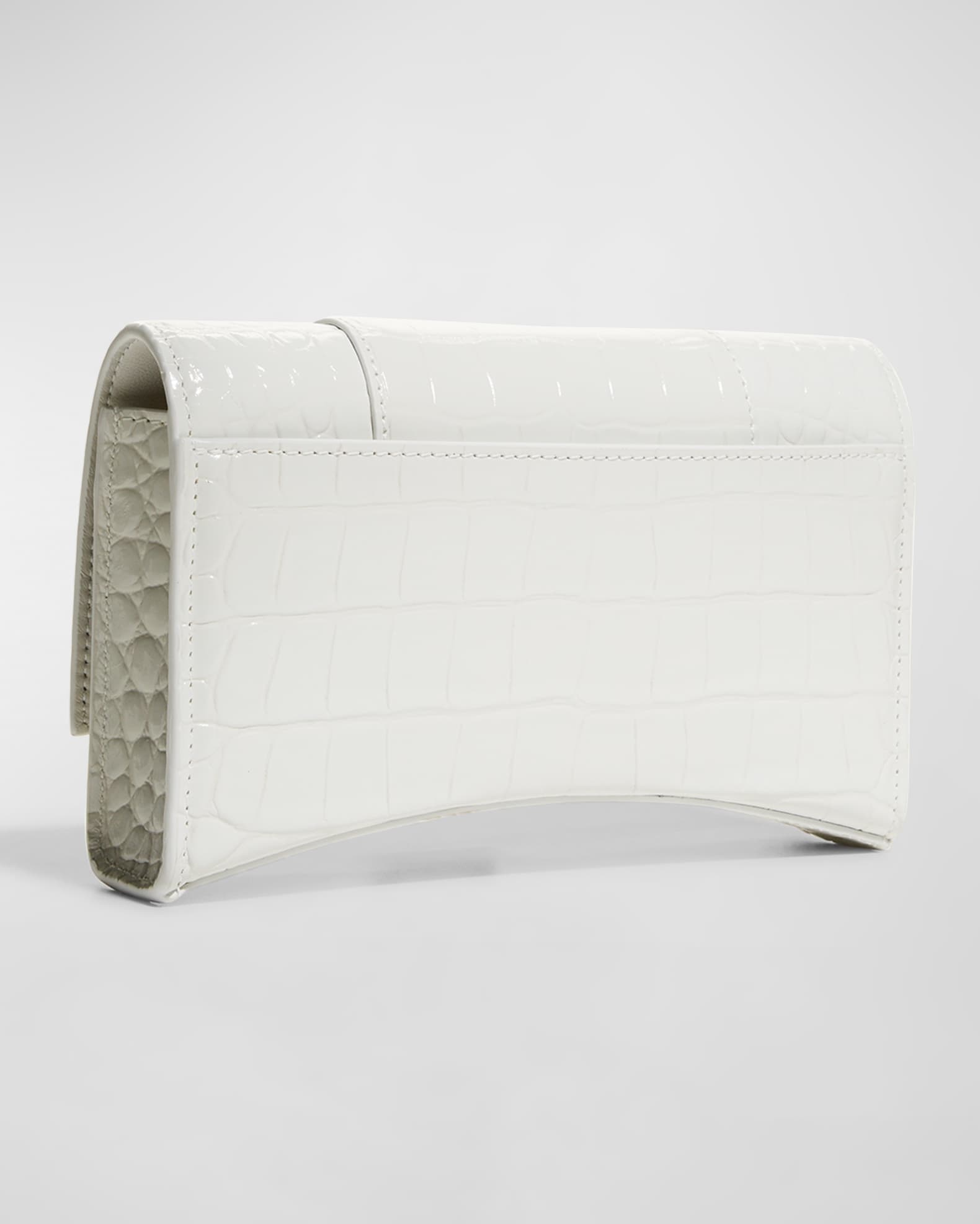 最終値下げ　Balenciaga hourglass カードケース　ホワイト Balenciaga Hourglass Croc-Embossed Wallet on Chain | Neiman Marcus