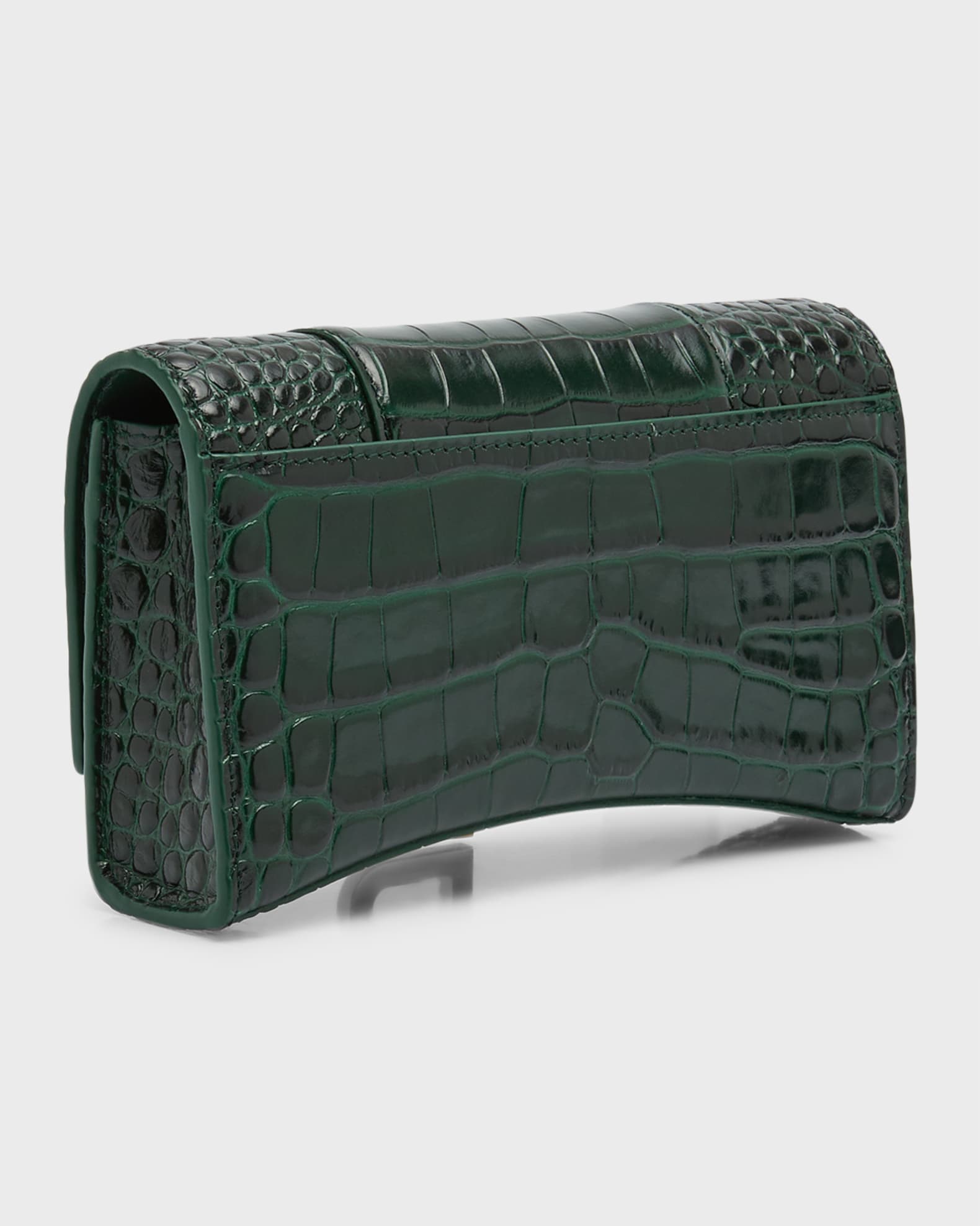 Balenciaga Hourglass Croc-Embossed Wallet on Chain | Neiman