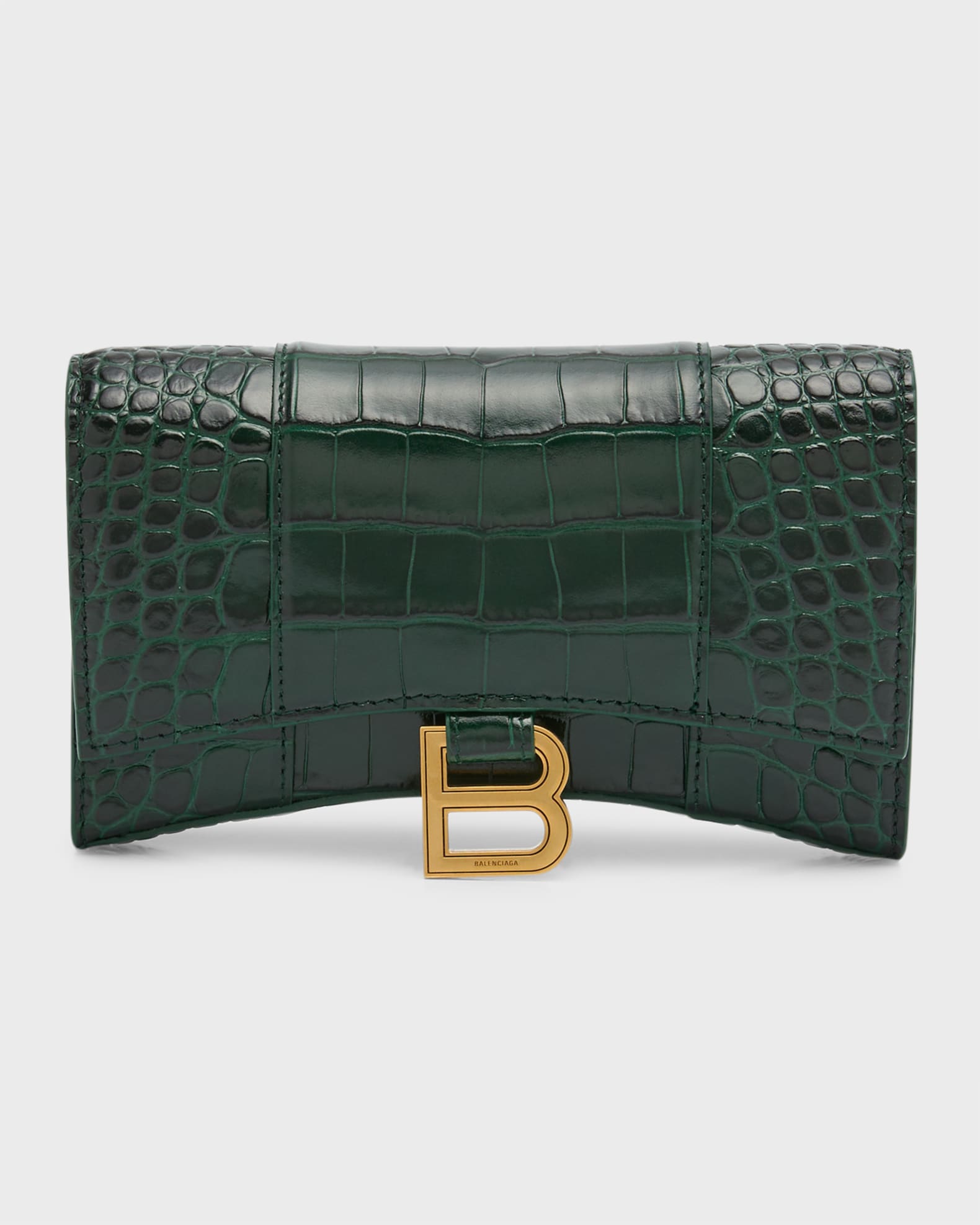 Hourglass Croc Embossed Wallet on Chain