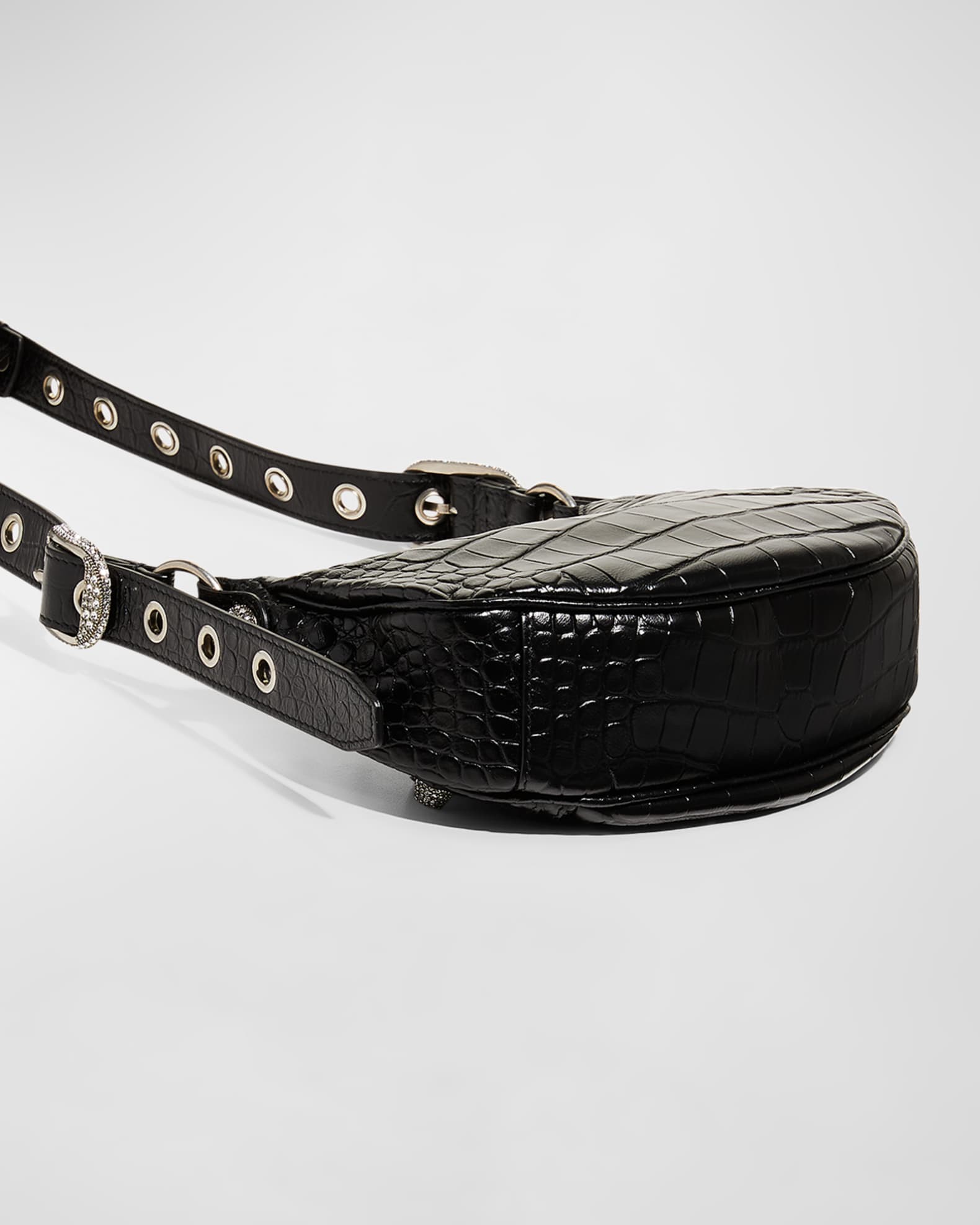 Balenciaga Le Cagole XS Croc-Embossed Shoulder Bag with