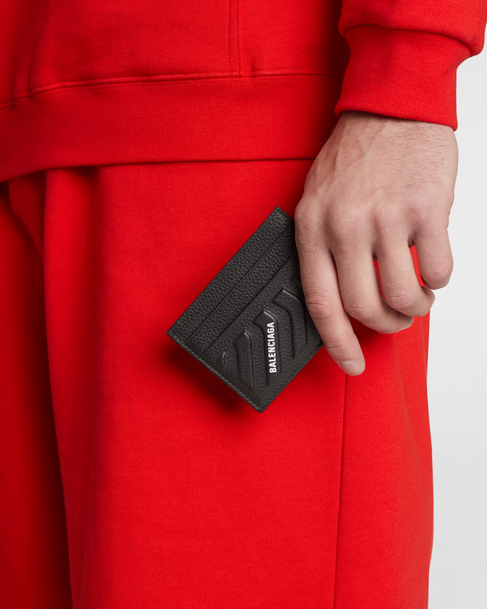 Men's Embossed Leather Logo Card Holder 1