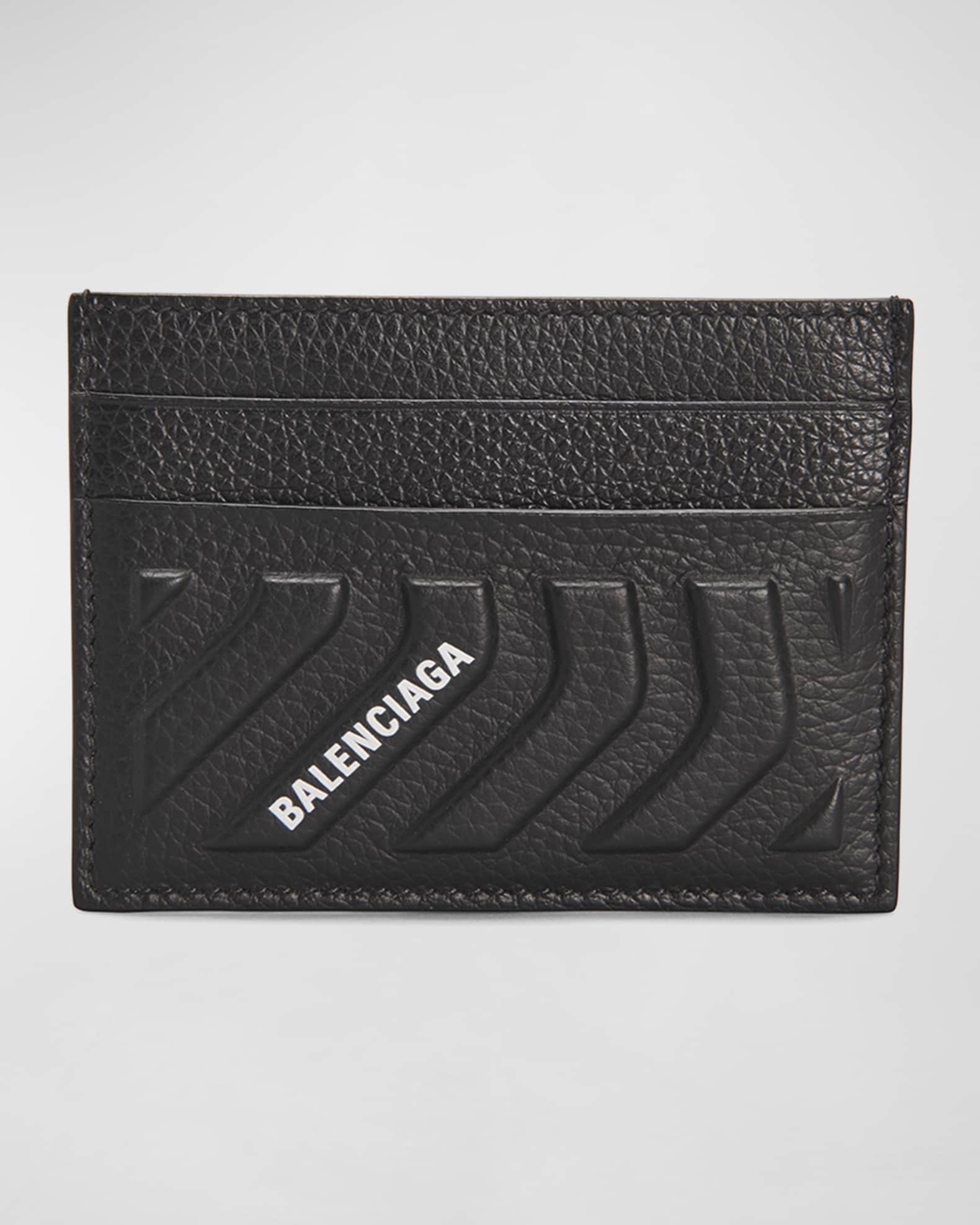 Men's Embossed Leather Logo Card Holder 0