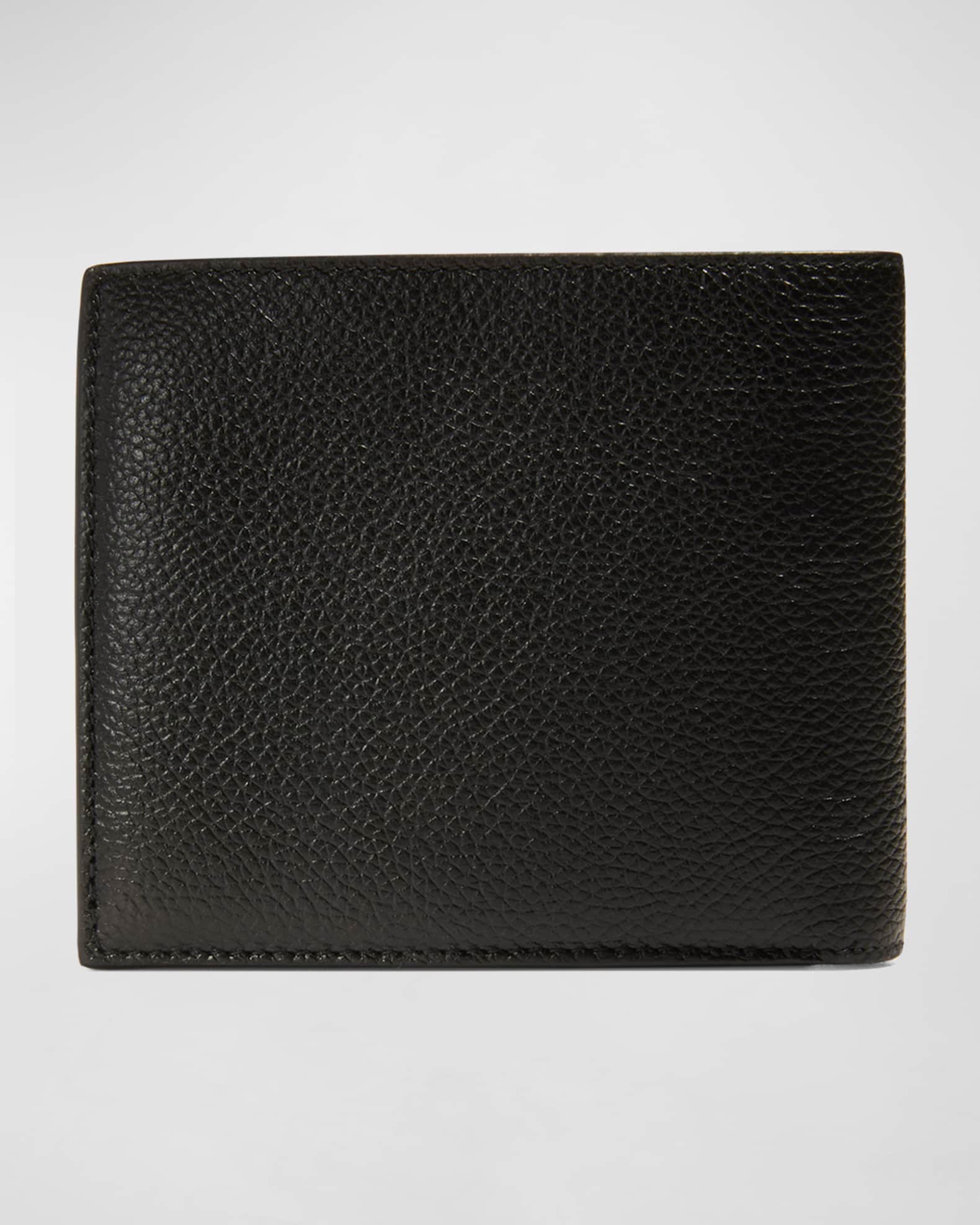 BALENCIAGA Logo-Print Cross-Grain Leather Billfold Wallet