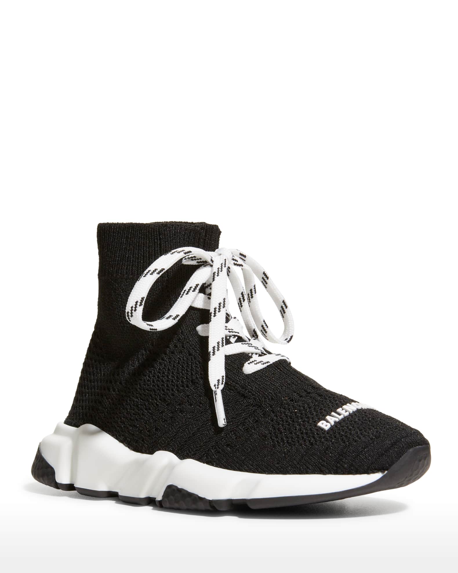Balenciaga Kid s Speed Lace Up Sock Sneakers Neiman Marcus