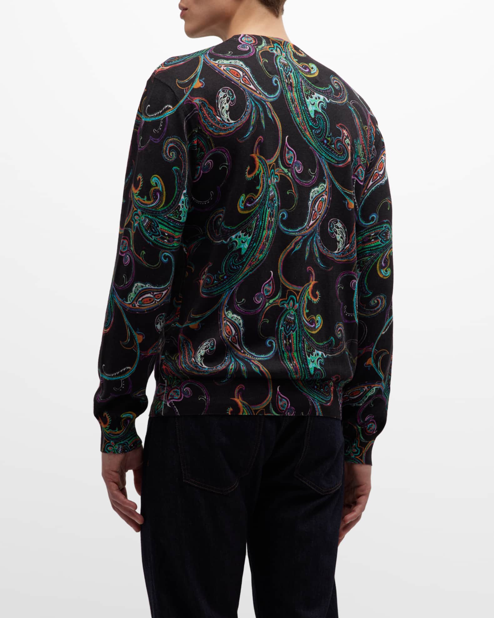 Robert Graham Men's Bluto Cotton-Linen Crewneck Sweater | Neiman Marcus