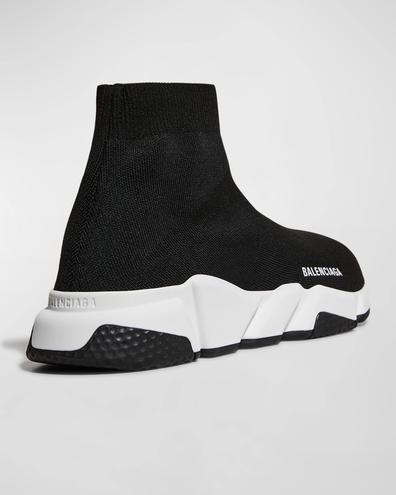 Balenciaga Speed Trainer Black White High Top Knit Sneakers Rubber Sole Sz 7.5 BALENCIAGA Speed 2.0 logo-print stretch-knit high-top  main image 3
