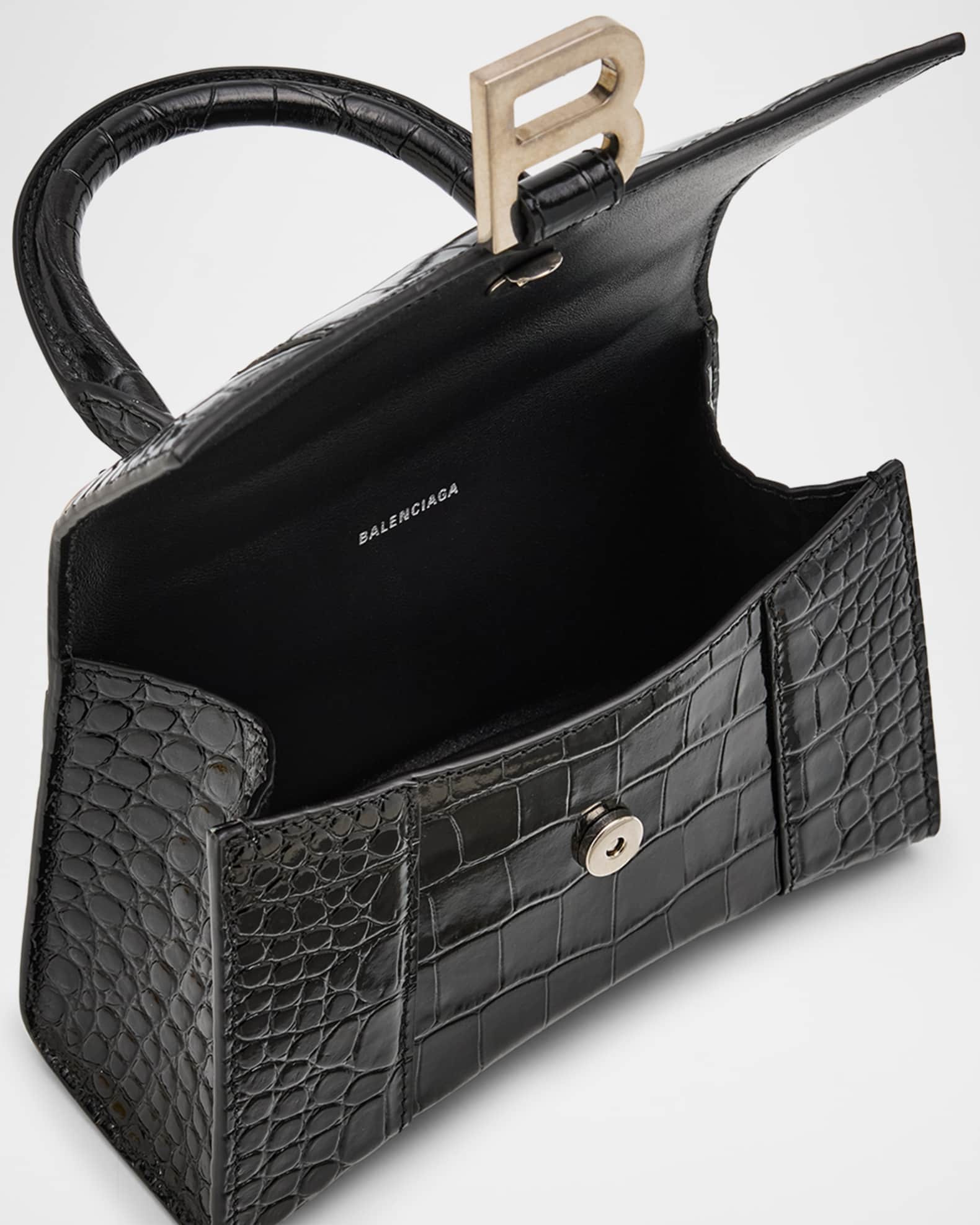 Hourglass XS Croc Embossed Bag