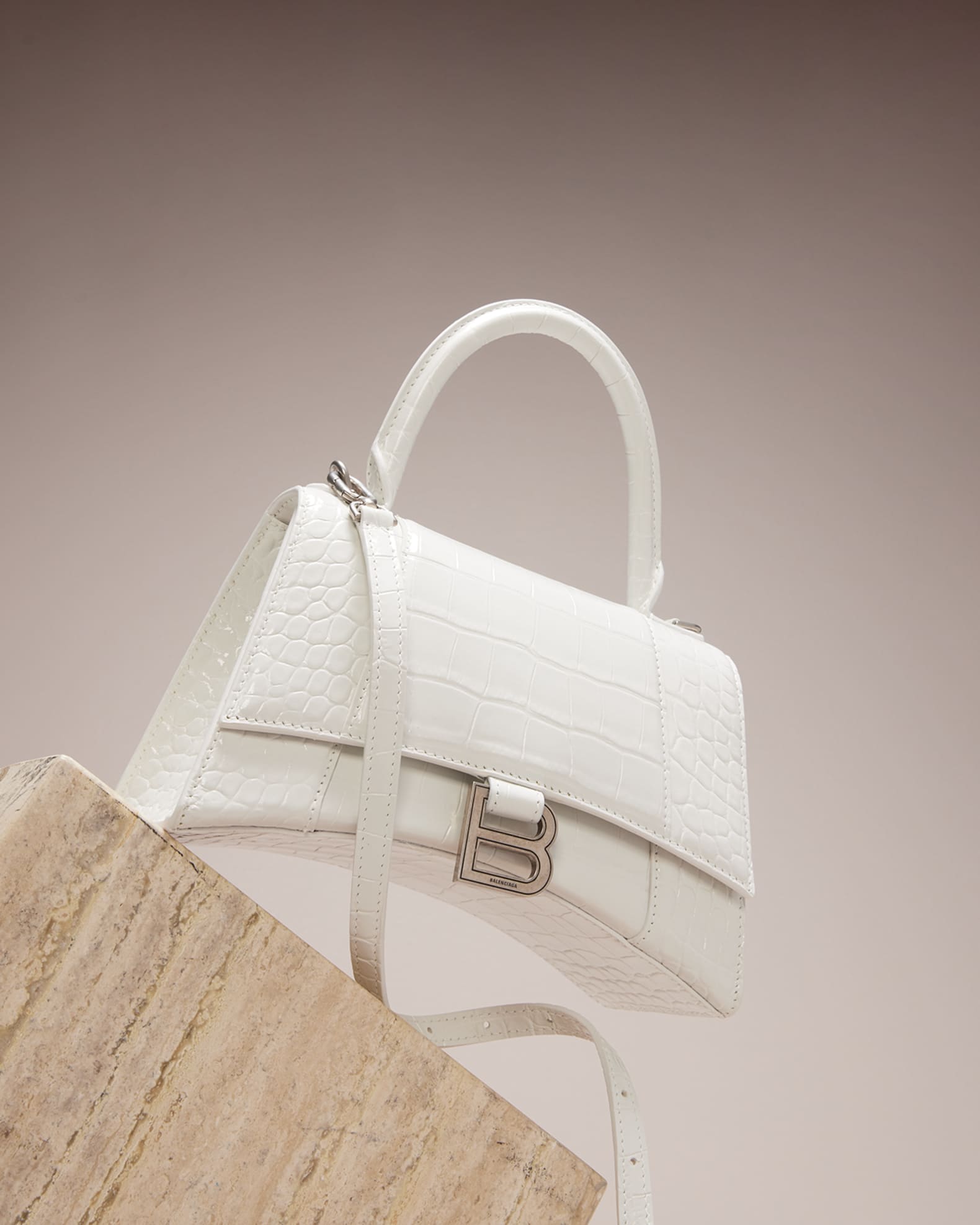 Balenciaga Hourglass Small Croc-Embossed Bag | Neiman Marcus