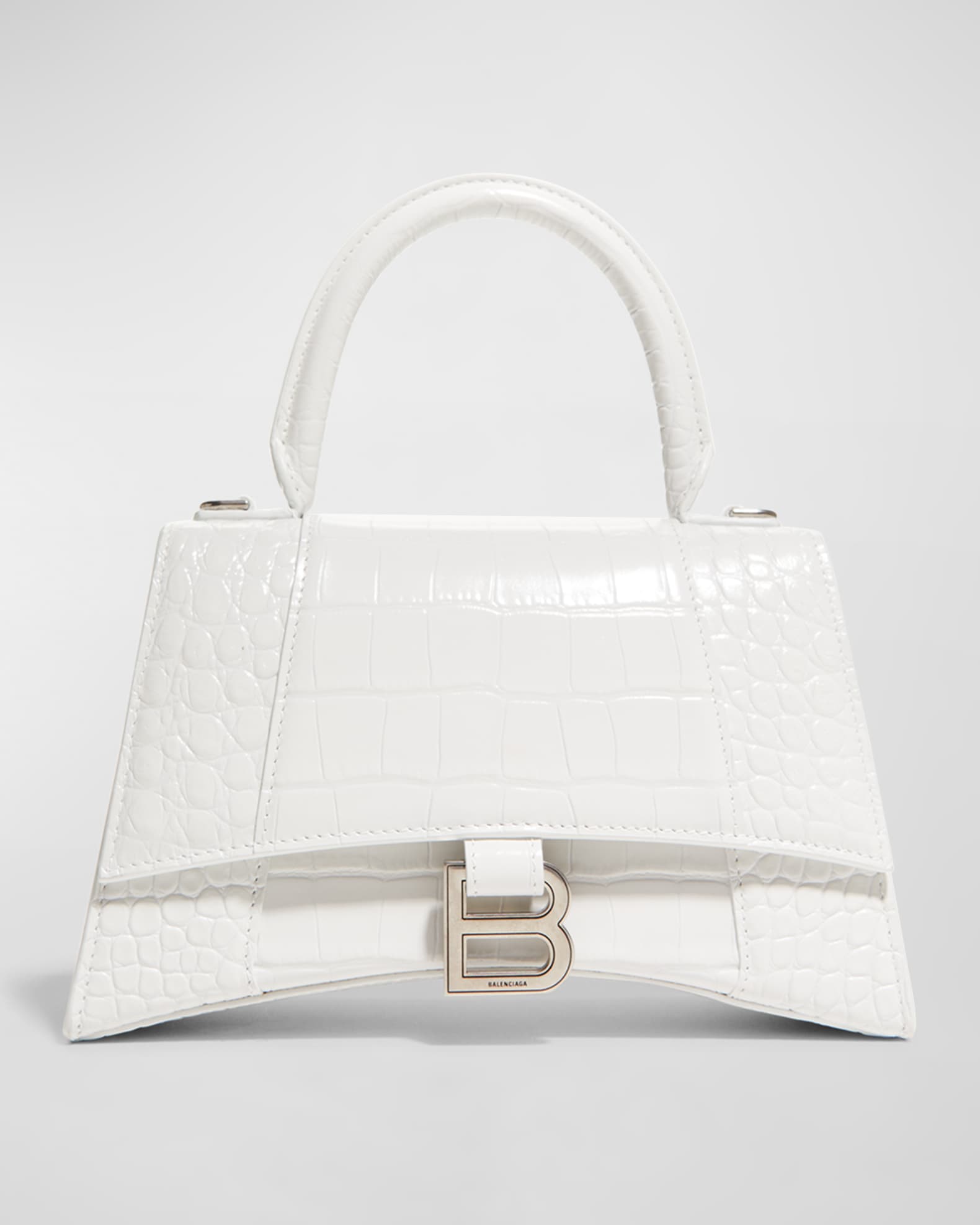Balenciaga Hourglass Small Shiny Croc-Embossed Top-Handle Bag | Neiman ...