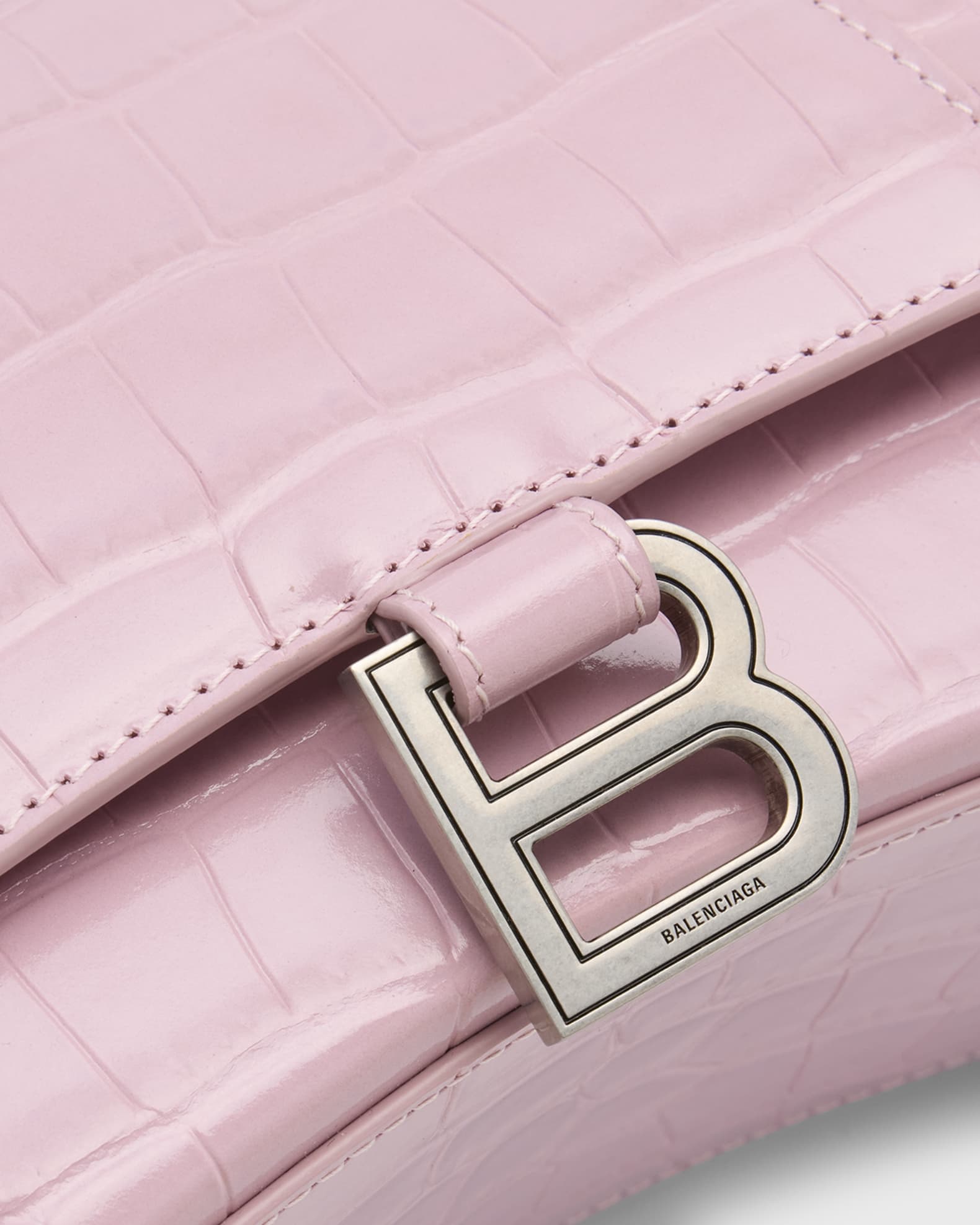 Hourglass Small Croc Embossed Bag
