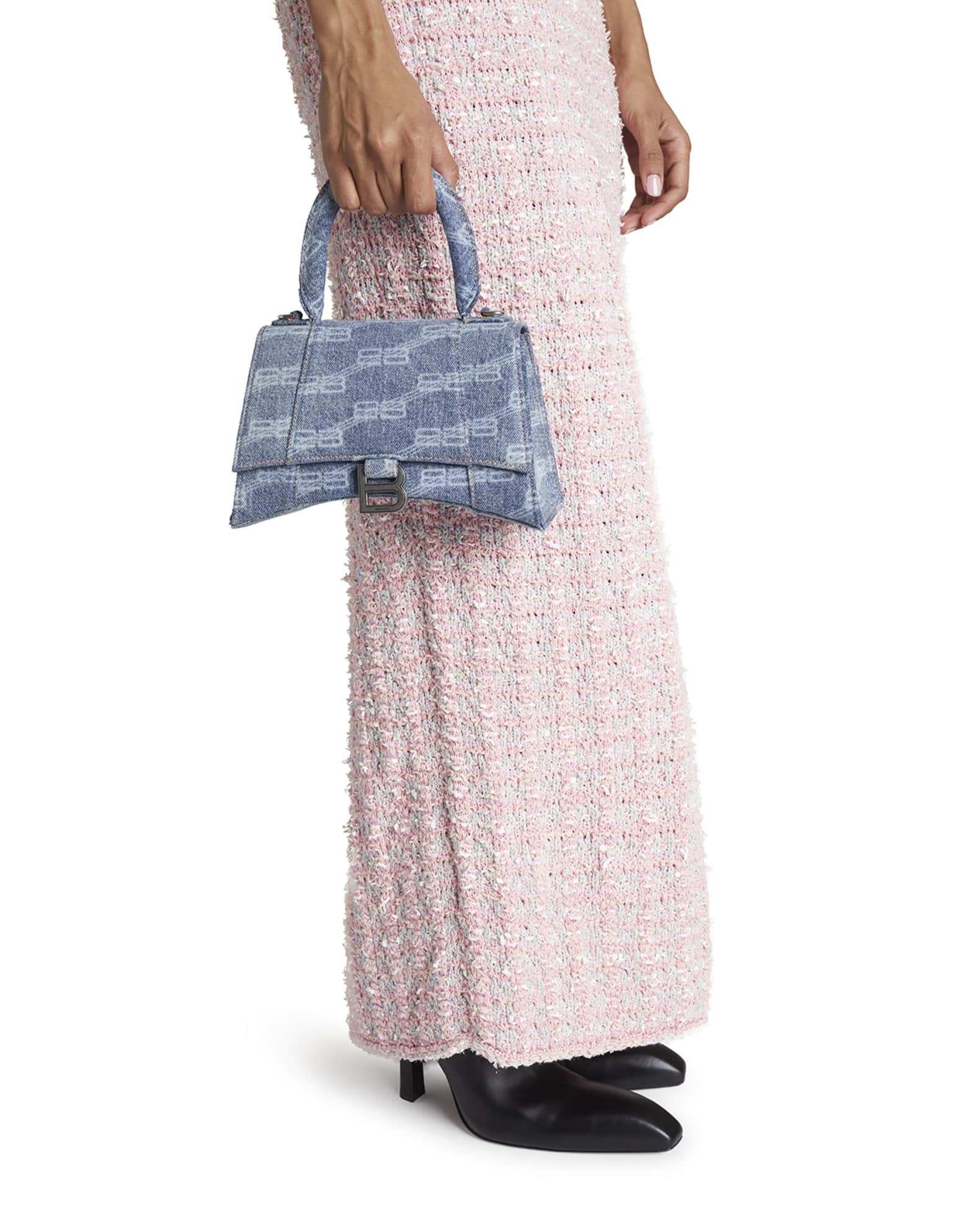 Small Top Handle Bags 2026.Balenciaga Hourglass Small Monogram Denim Top-Handle Bag | Neiman Marcus
