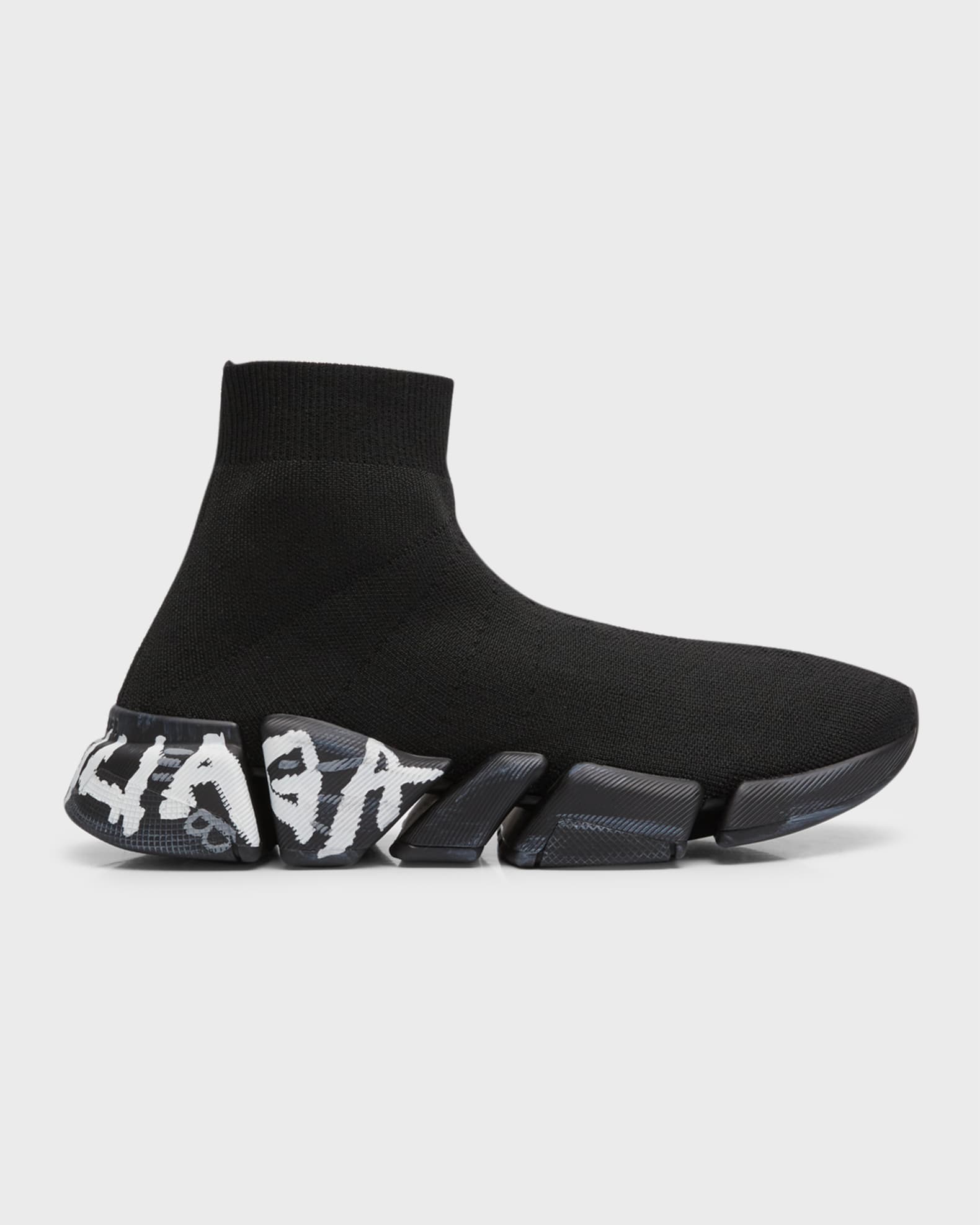 品格 バレンシアガ スニーカー SPEED 2.0 GRAFFITI ロゴ ニット Balenciaga Men's Speed 2.0 Lt Graffiti Logo Knit Sneakers