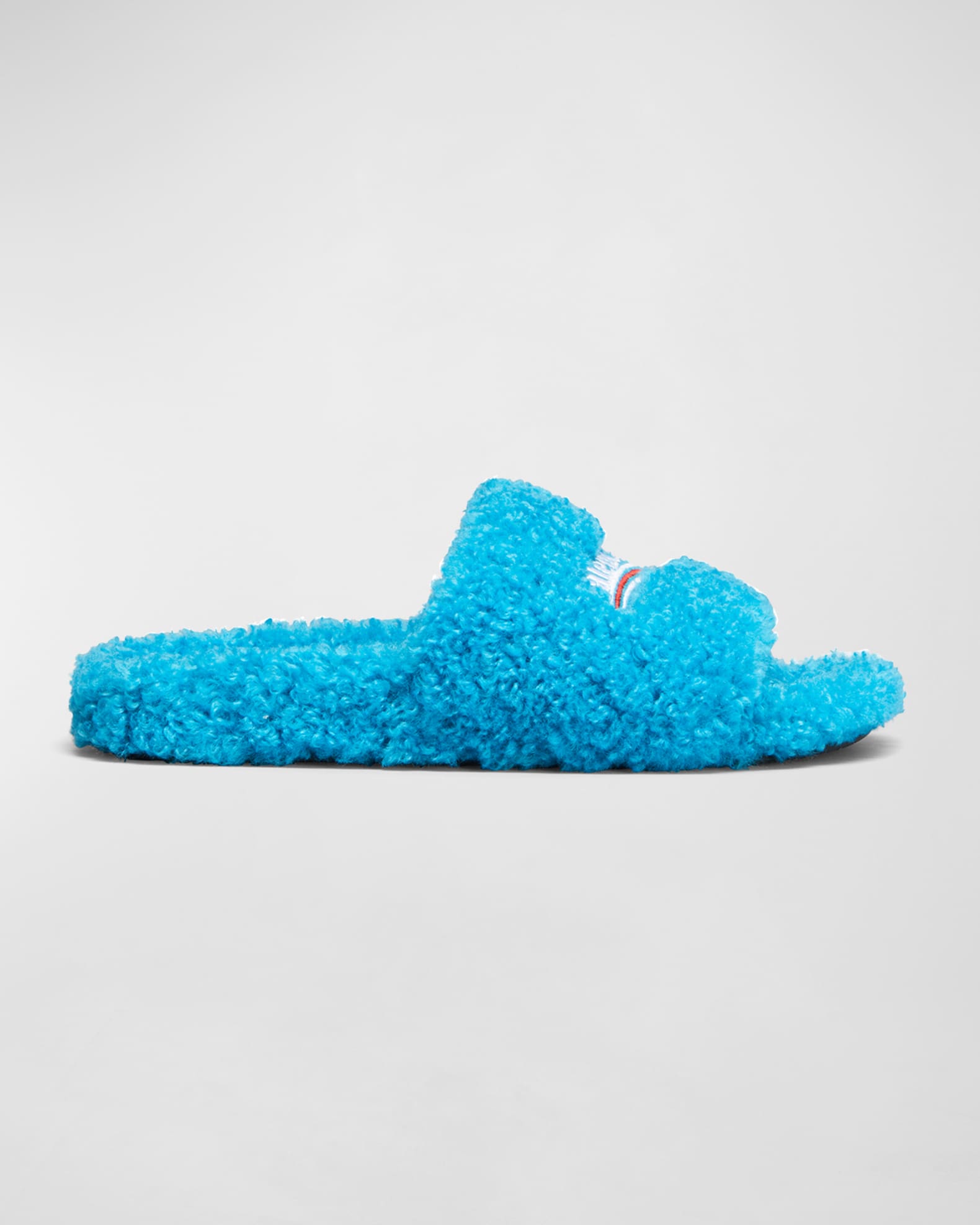 Balenciaga campaign-logo faux-shearling slides - Black