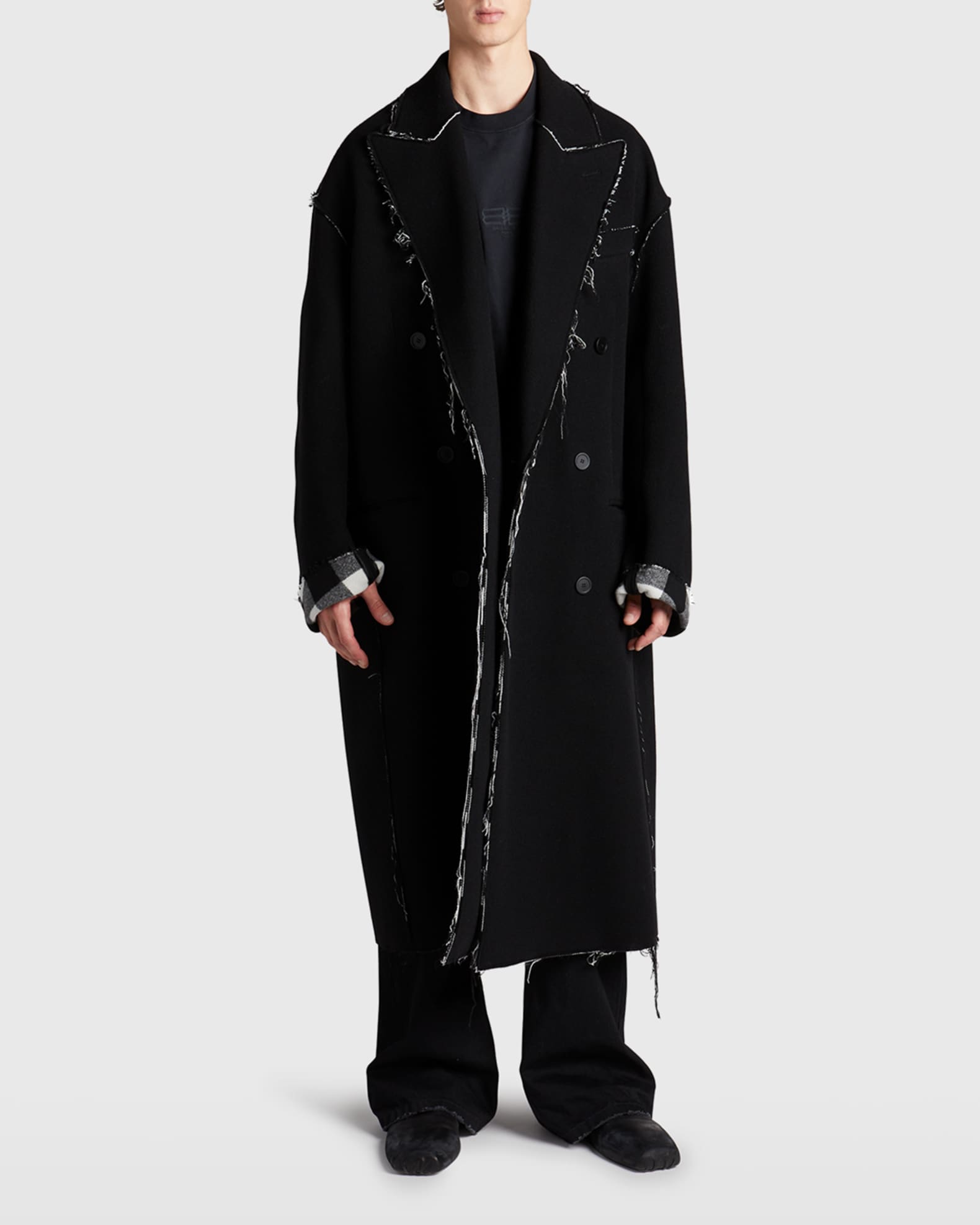 Balenciaga Men's Raw-Edge Overcoat | Neiman Marcus