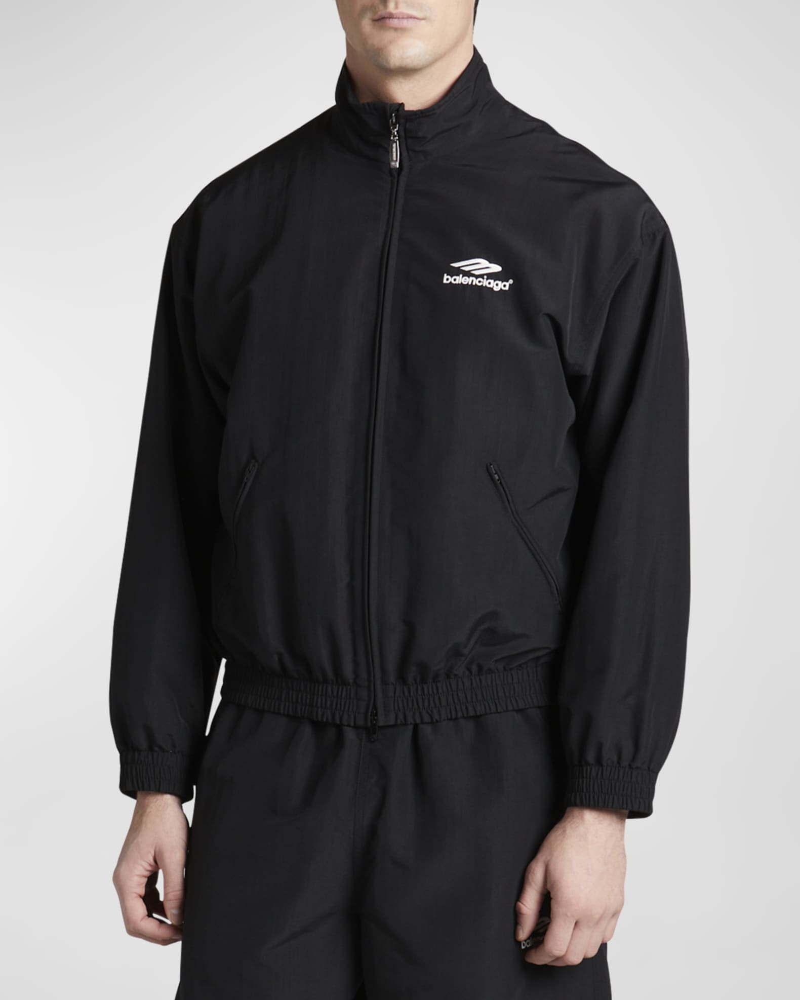Balenciaga logo-print tracksuit jacket - Black