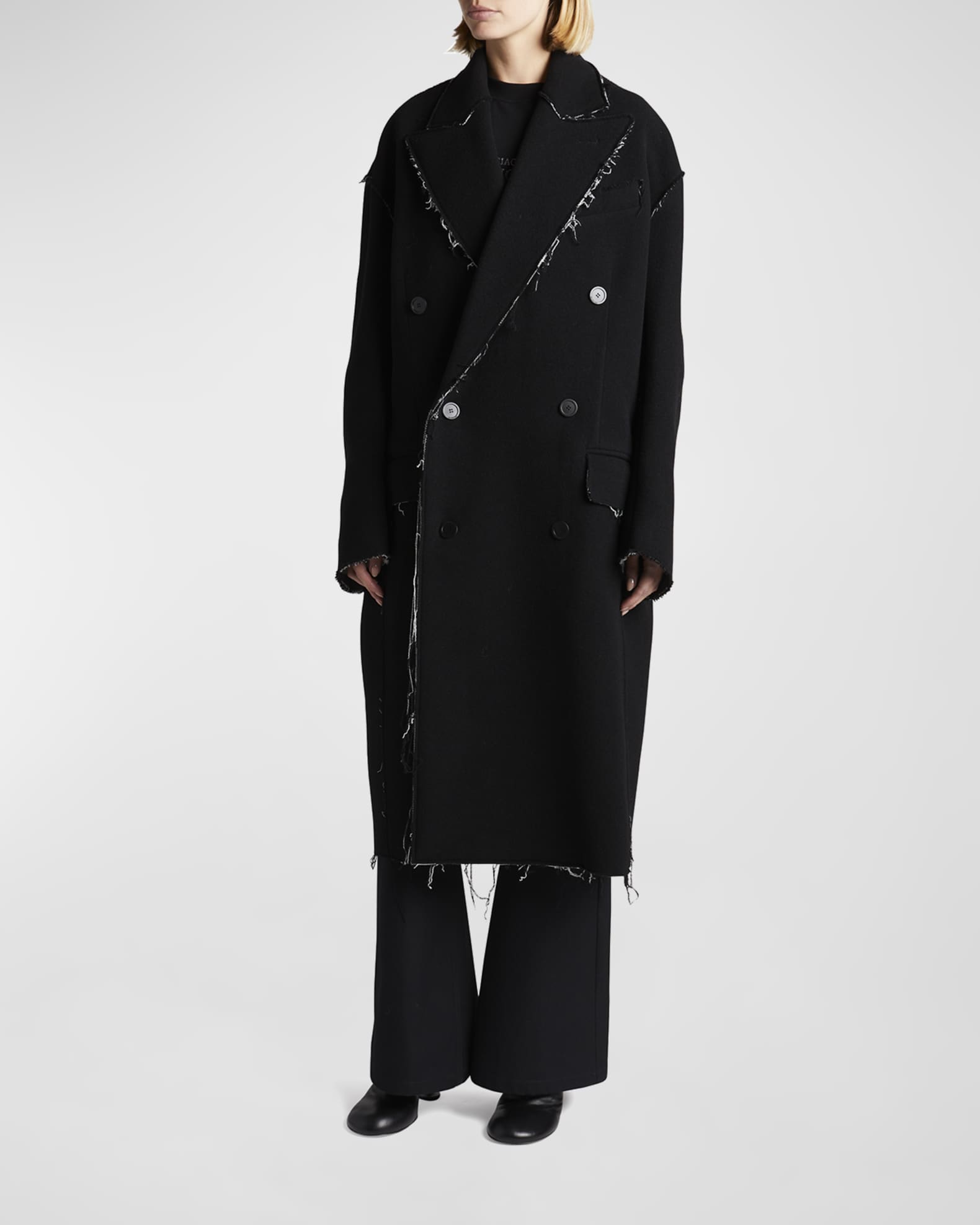 Balenciaga Buffalo Check Lined Double-Breasted Coat
