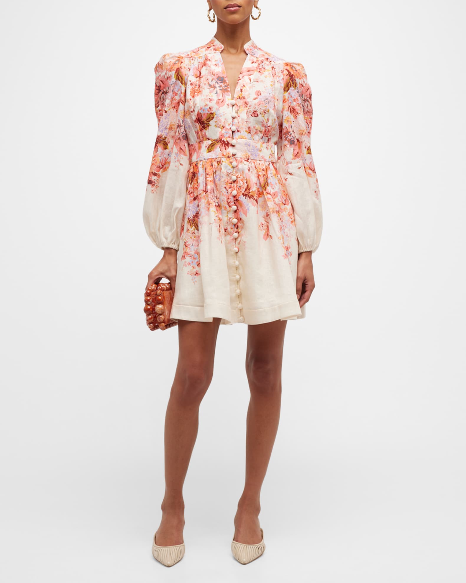 Zimmermann Devi Floral Plunge Mini Dress Neiman Marcus