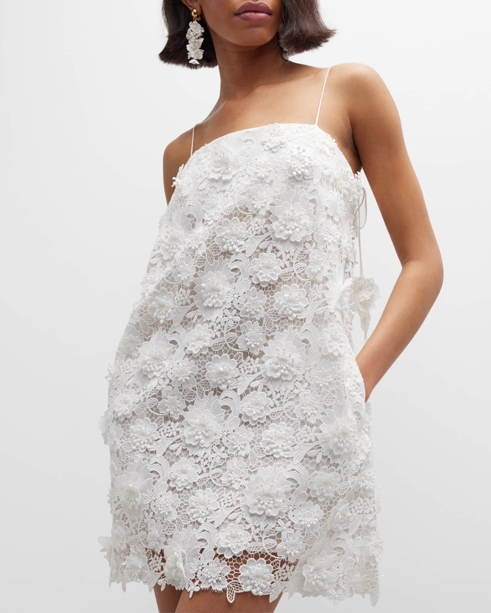 Zimmermann Raie Lace Flower Mini Dress Neiman Marcus