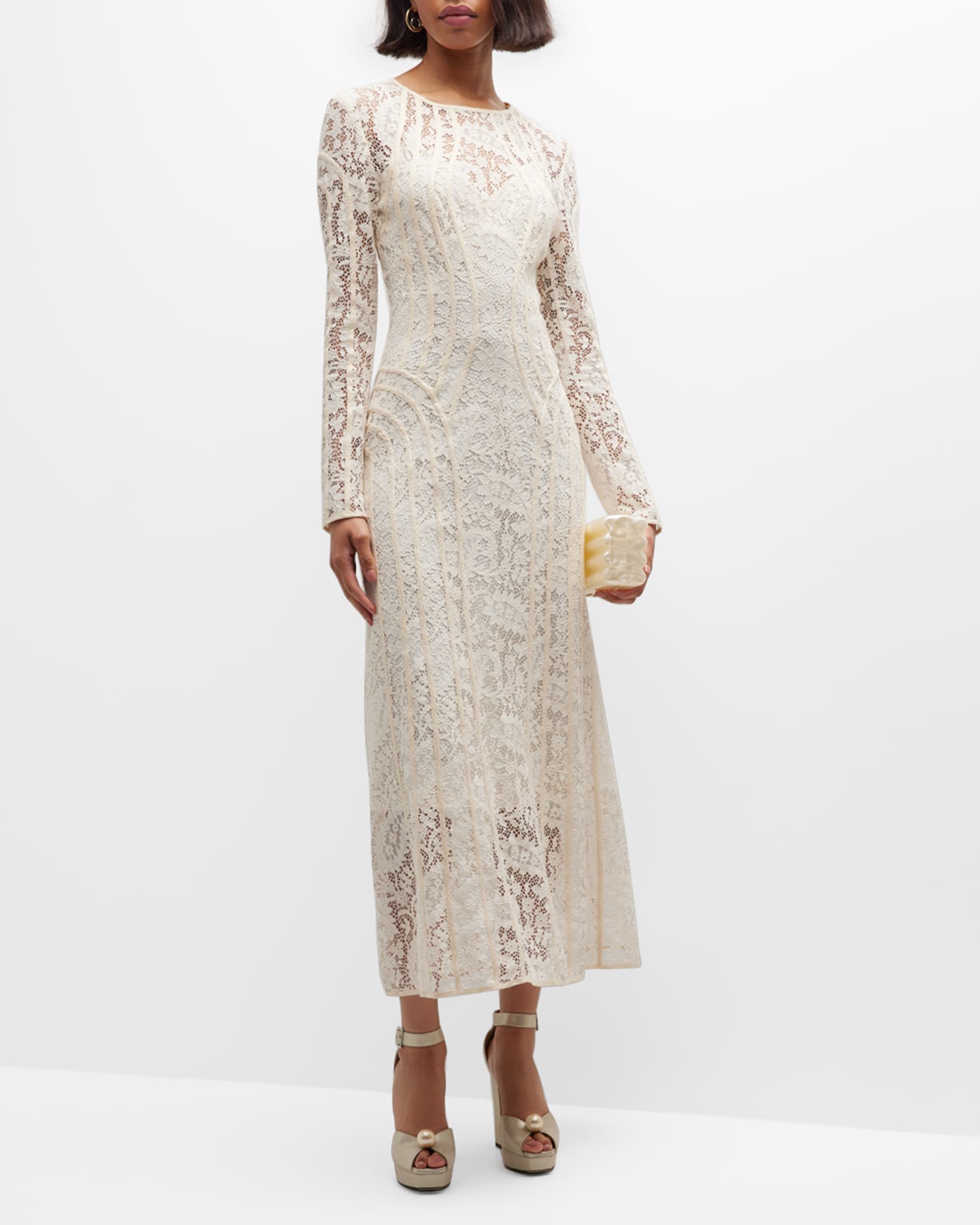 Zimmermann Devi Lace Long-Sleeve Midi Dress | Neiman Marcus