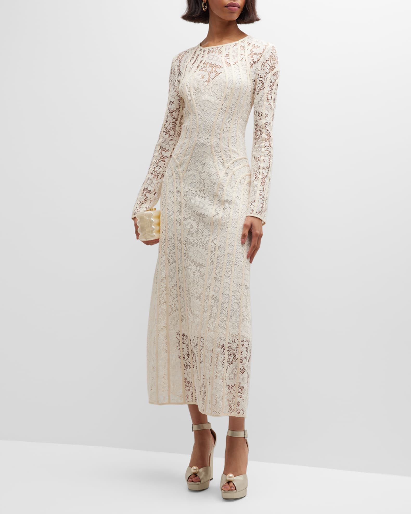 Zimmermann Devi Lace Long-Sleeve Midi Dress | Neiman Marcus