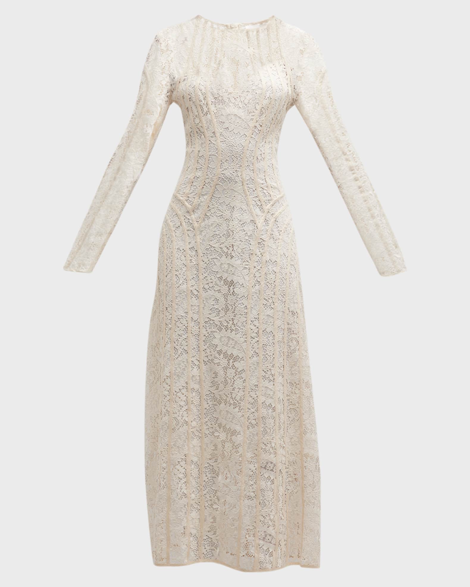 Zimmermann Devi Lace Long-Sleeve Midi Dress | Neiman Marcus