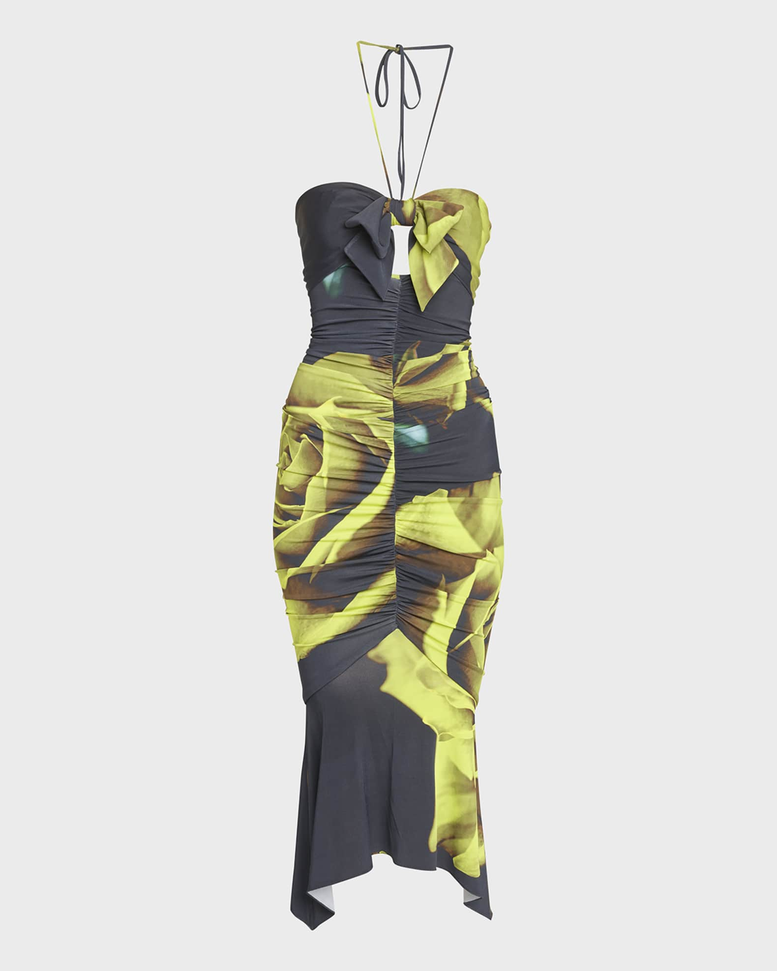 Versace Green Slashed Midi Dress