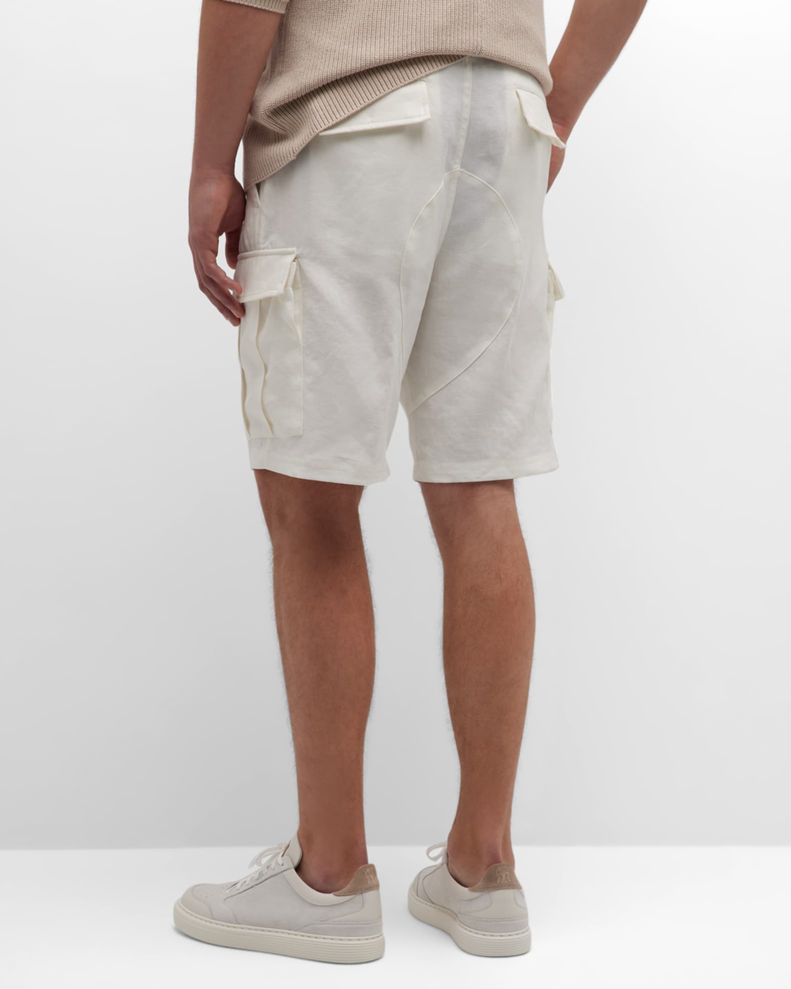 Brunello Cucinelli Men's Linen Cargo Shorts | Neiman Marcus
