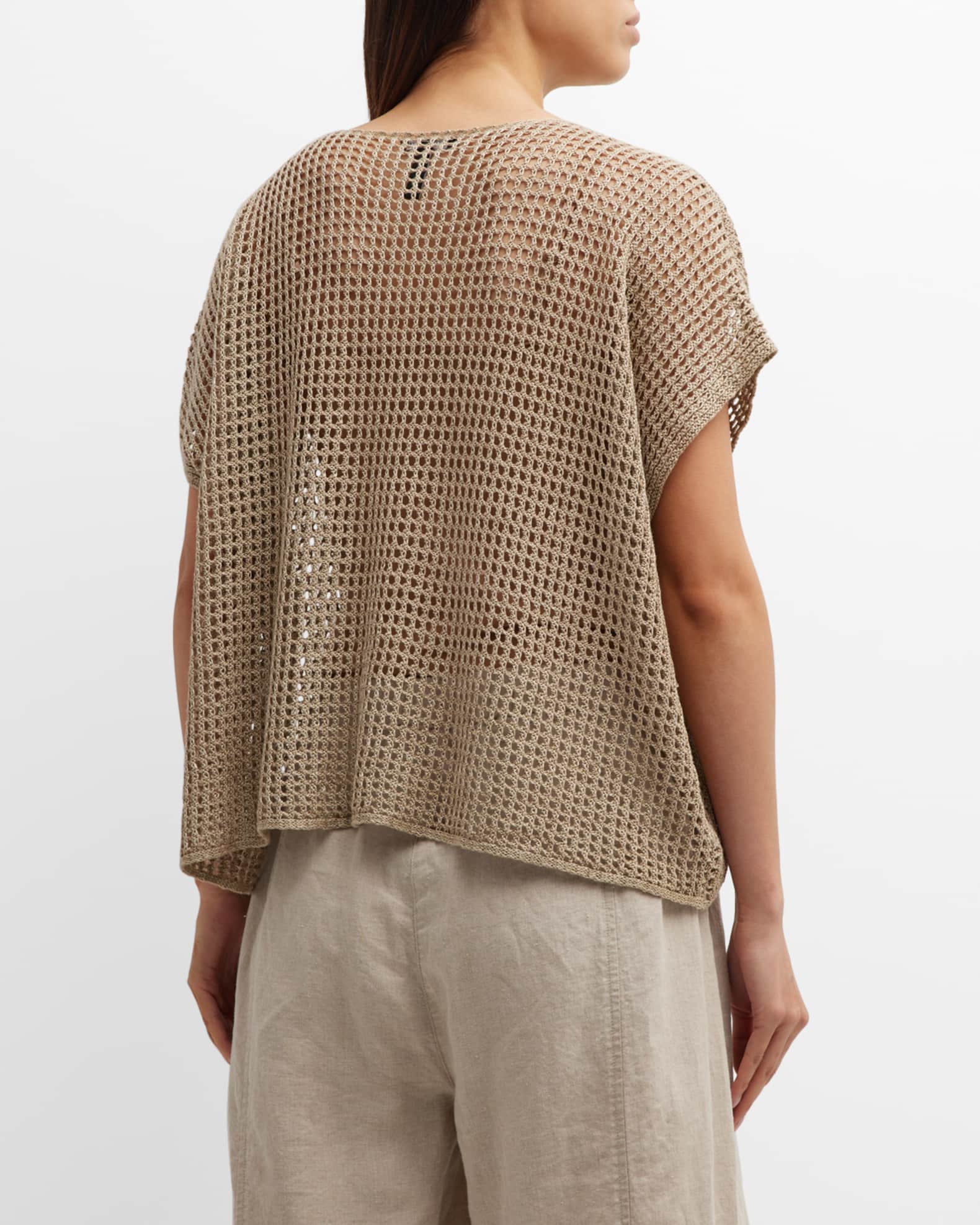 Openwork Boat Neck Dolman Sleeve Sweater