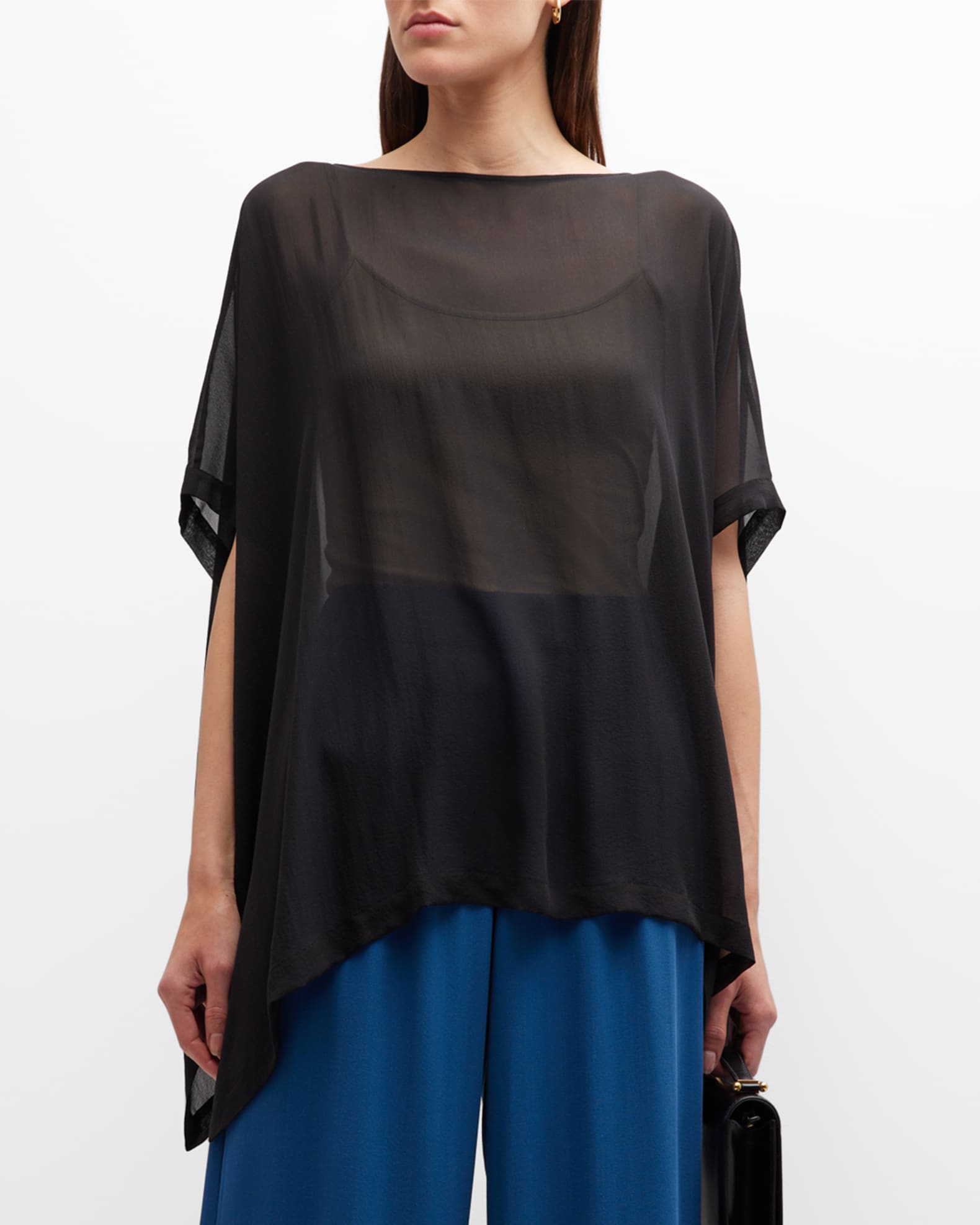 V NECK HANDKERCHIEF PRINT PONCHO ROLE CALL