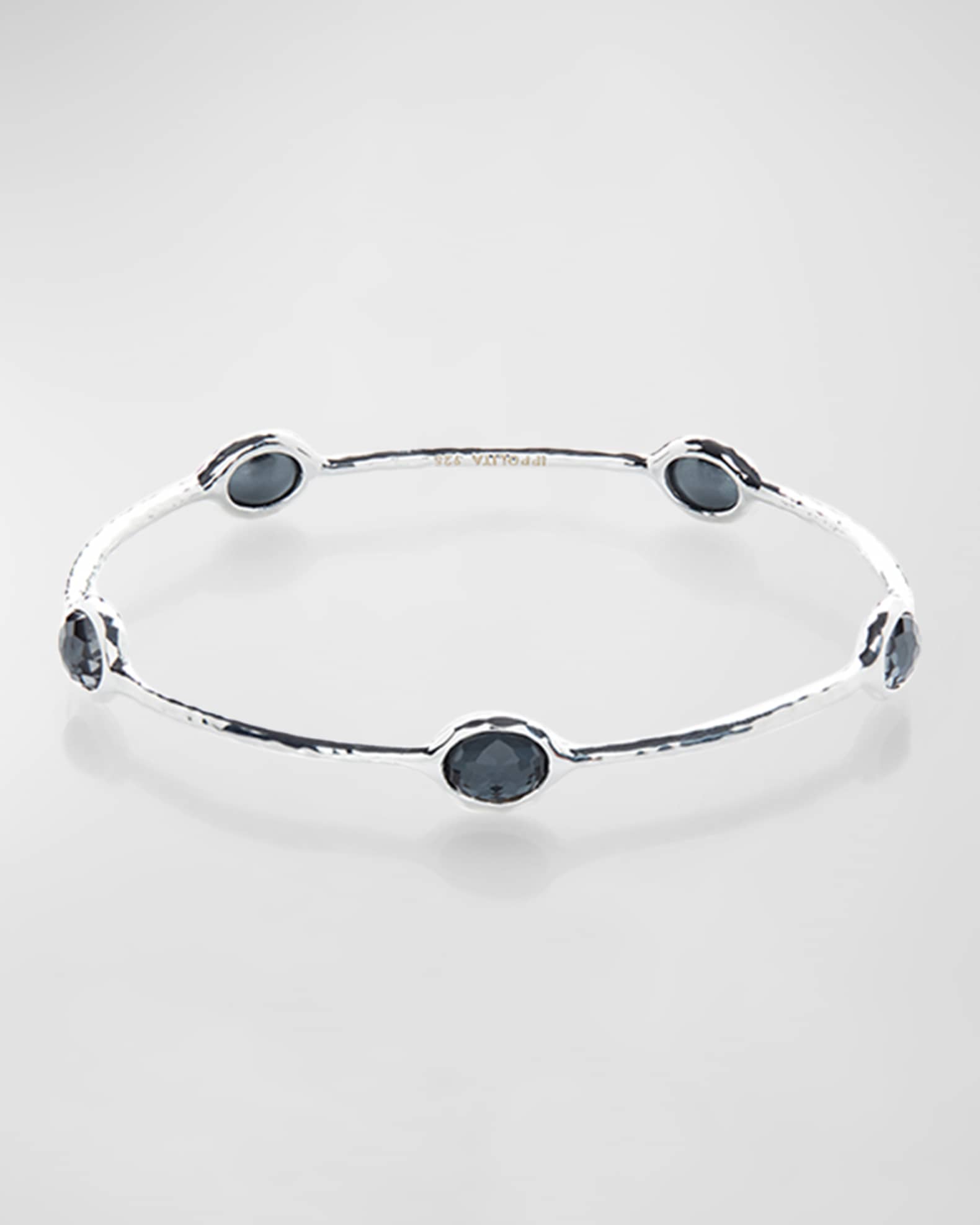 Rock Candy 5-Stone Bangle Bracelet in Hematite Doublet 0
