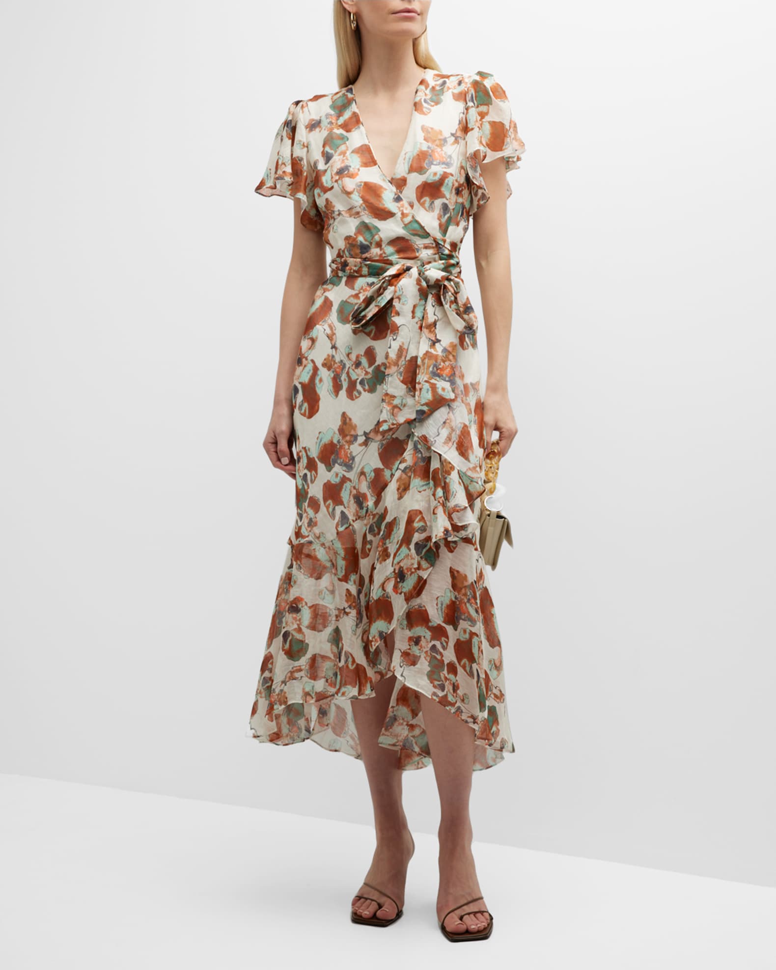Taylor Flowy Wrap Midi Dress