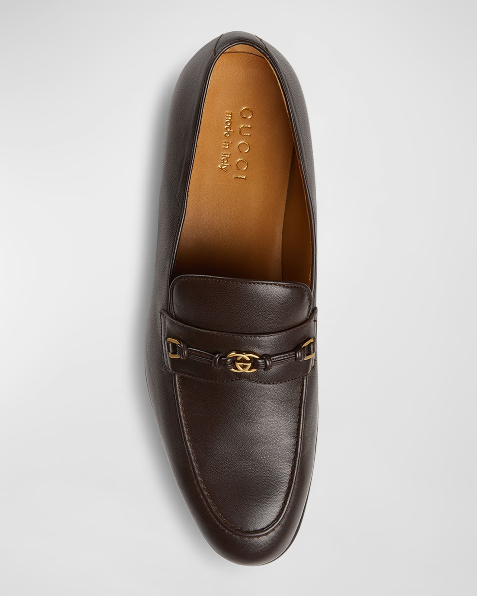 Gucci Men's Ed G-Bit Leather Loafers | Neiman Marcus