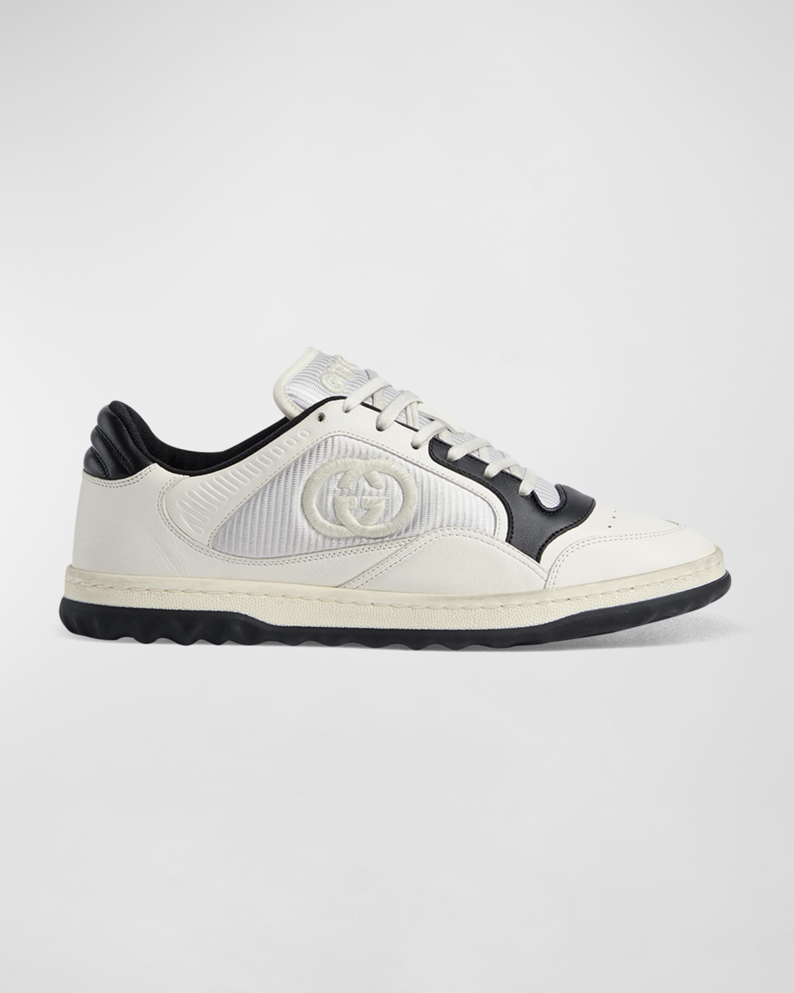 Gucci Men's Mac 80 Embroidered GG Leather Low Top Sneakers