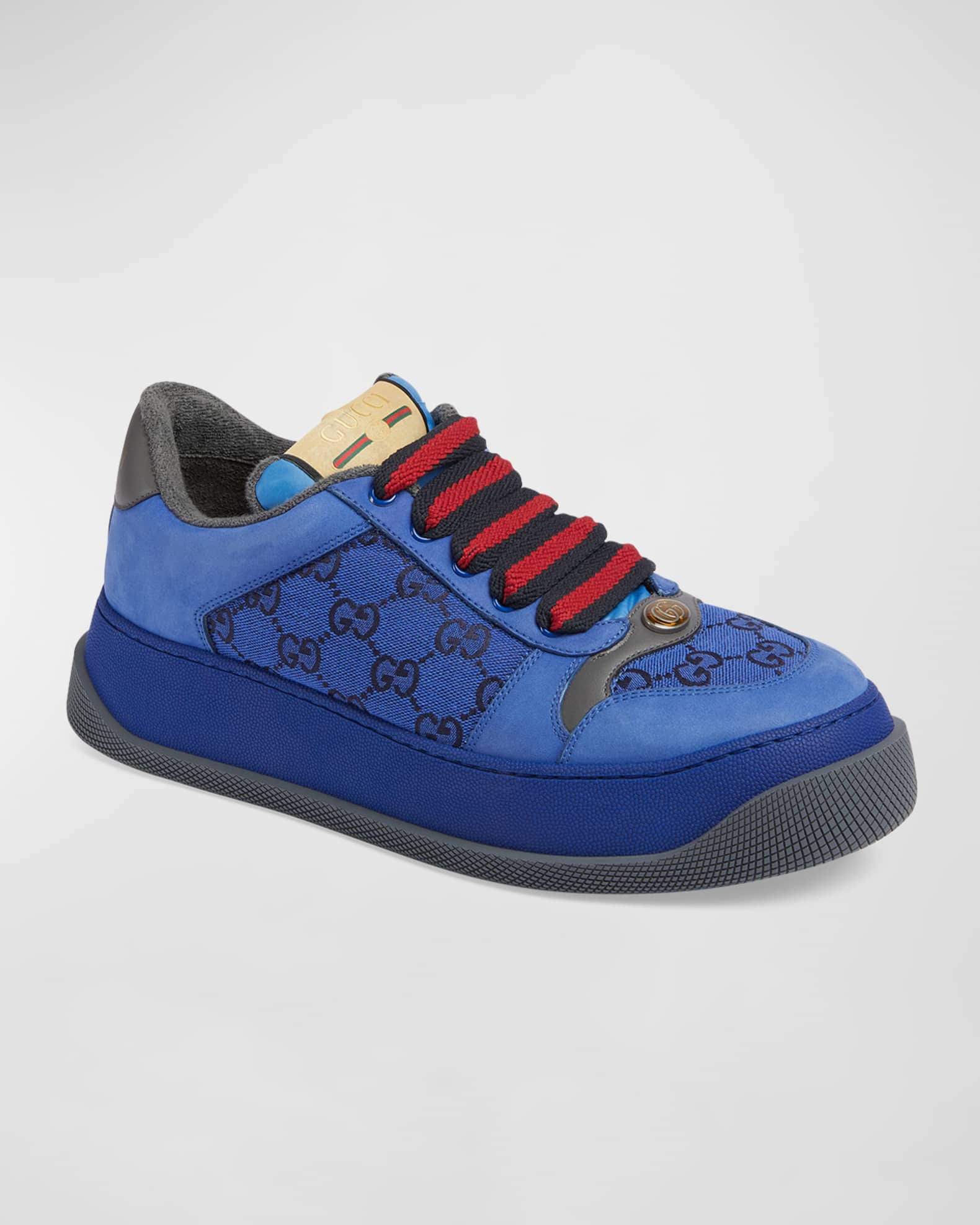 Gucci Men's Double Screener Canvas Low-Top Sneakers | Neiman Marcus