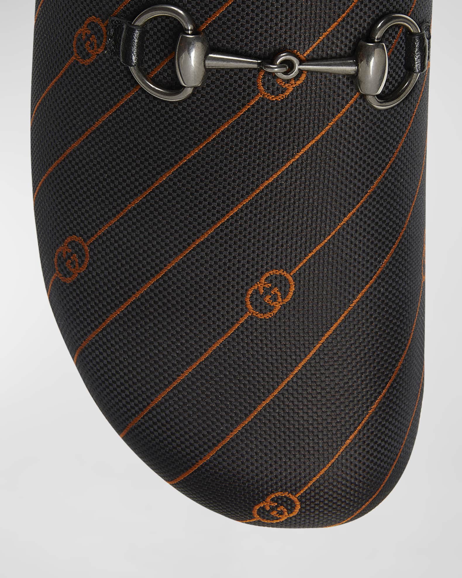 Gucci Men's River Horsebit Canvas Mules Neiman Marcus