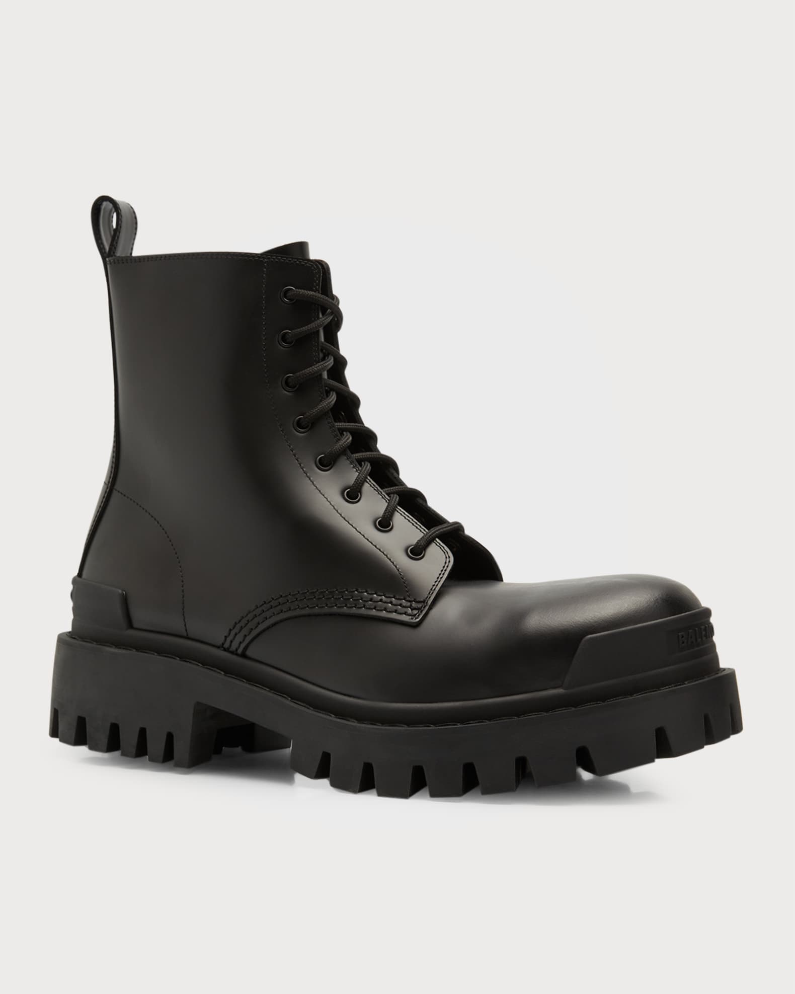 Balenciaga Strike Calfskin Lug-Sole Combat Boots | Neiman Marcus