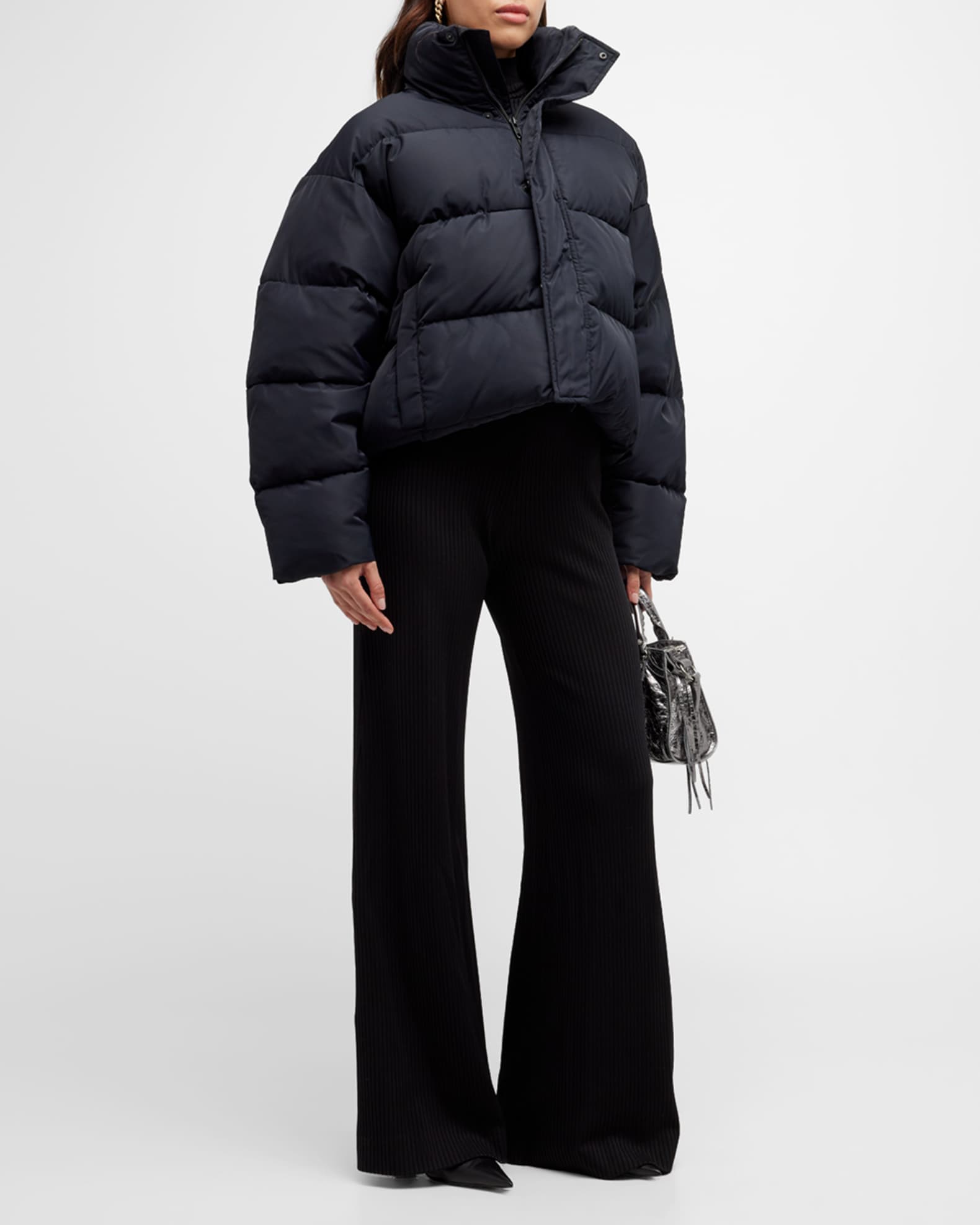 WEB限定カラー Balenciaga BB Logo Embroidered Puffer Jacket | Neiman Marcus フライトジャケット