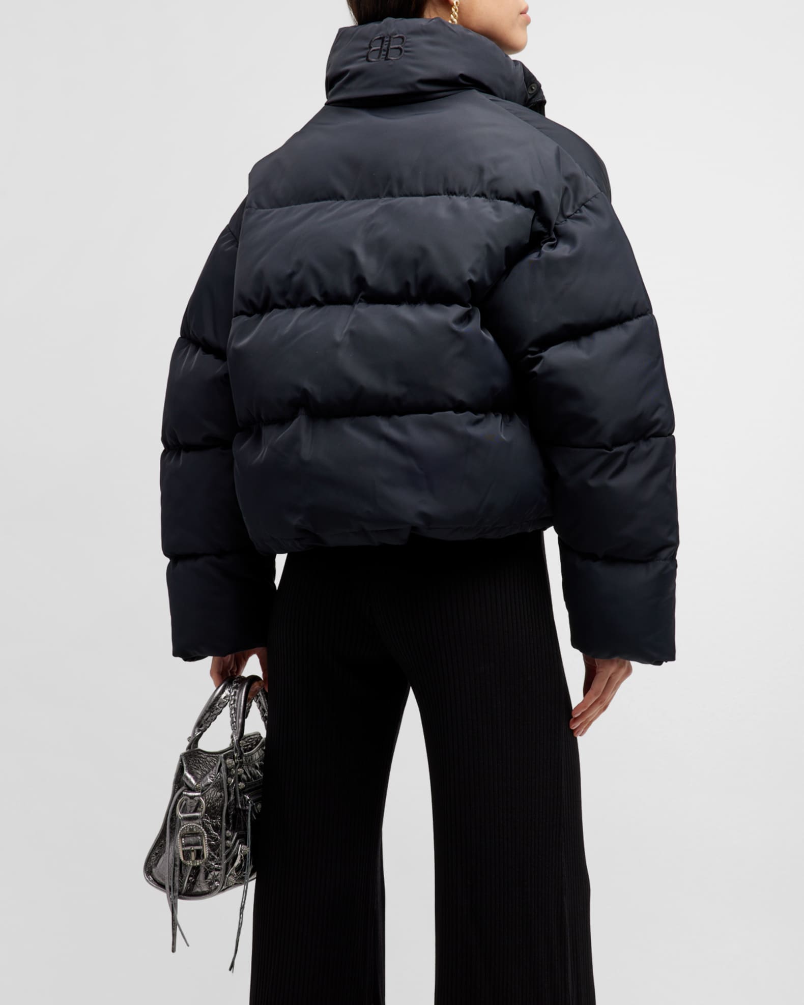 Balenciaga BB Logo Embroidered Puffer Jacket | Neiman Marcus Balenciaga BB Logo Embroidered Puffer Jacket | Neiman Marcus