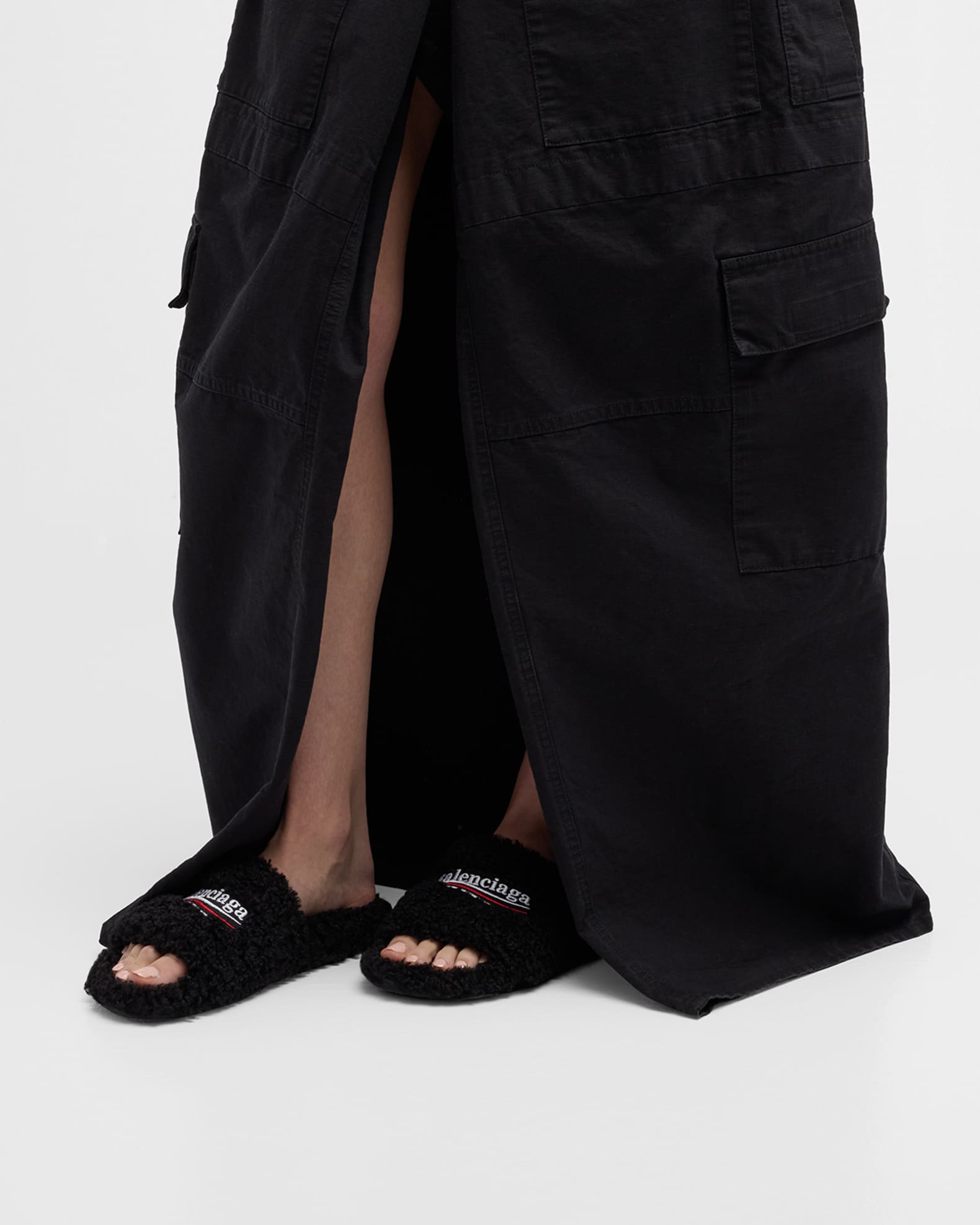 Faux Fur Slide Sandals 1